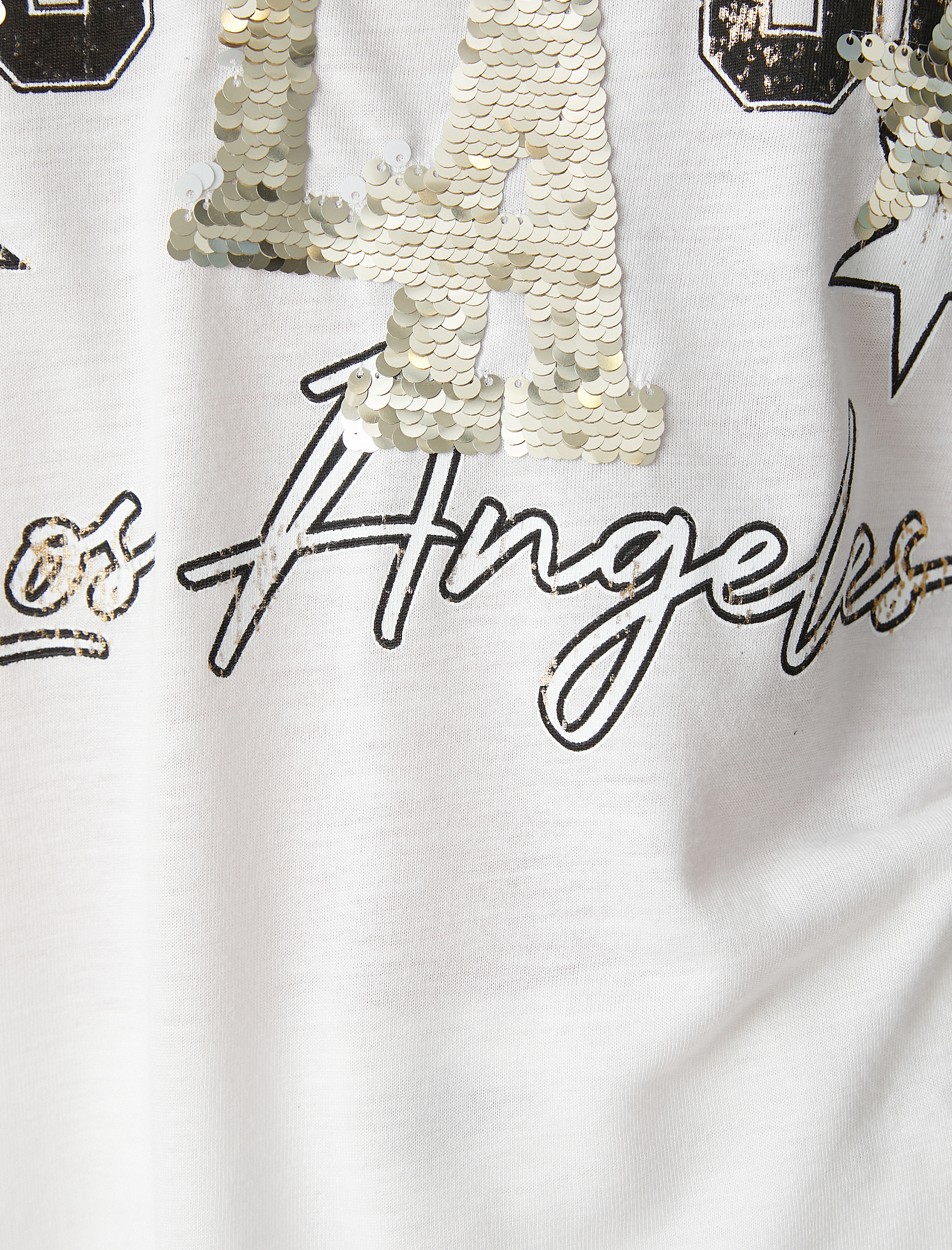 Payetli Tişört Kısa Kollu Bisiklet Yaka