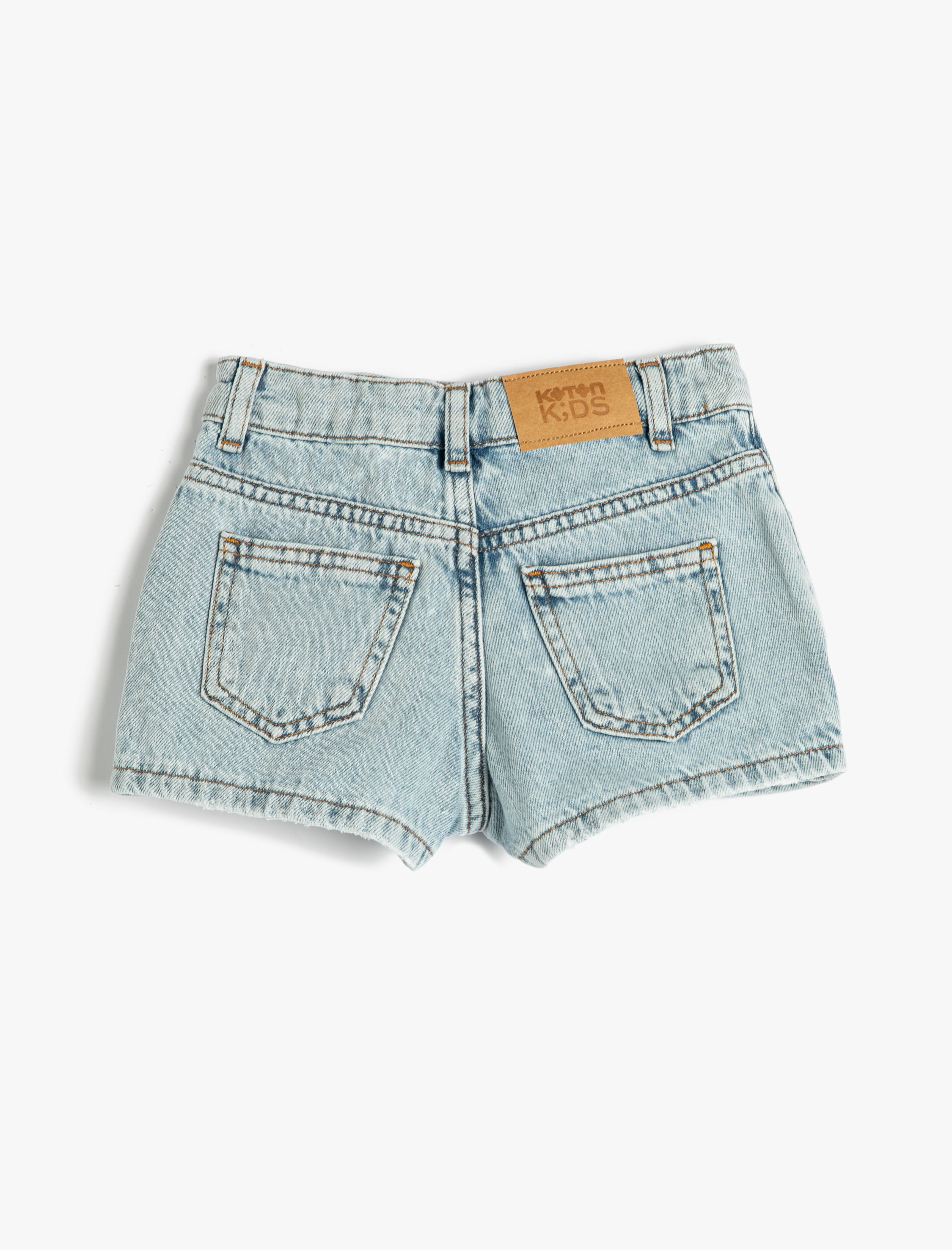  Kız Çocuk Kot Şort Etek Cepli Düğmeli Kruvaze Pamuklu Beli Ayarlanabilir Lastikli