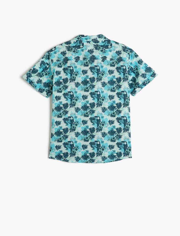 Erkek Çocuk Kısa Kollu Gömlek Pamuklu Floral Desenli