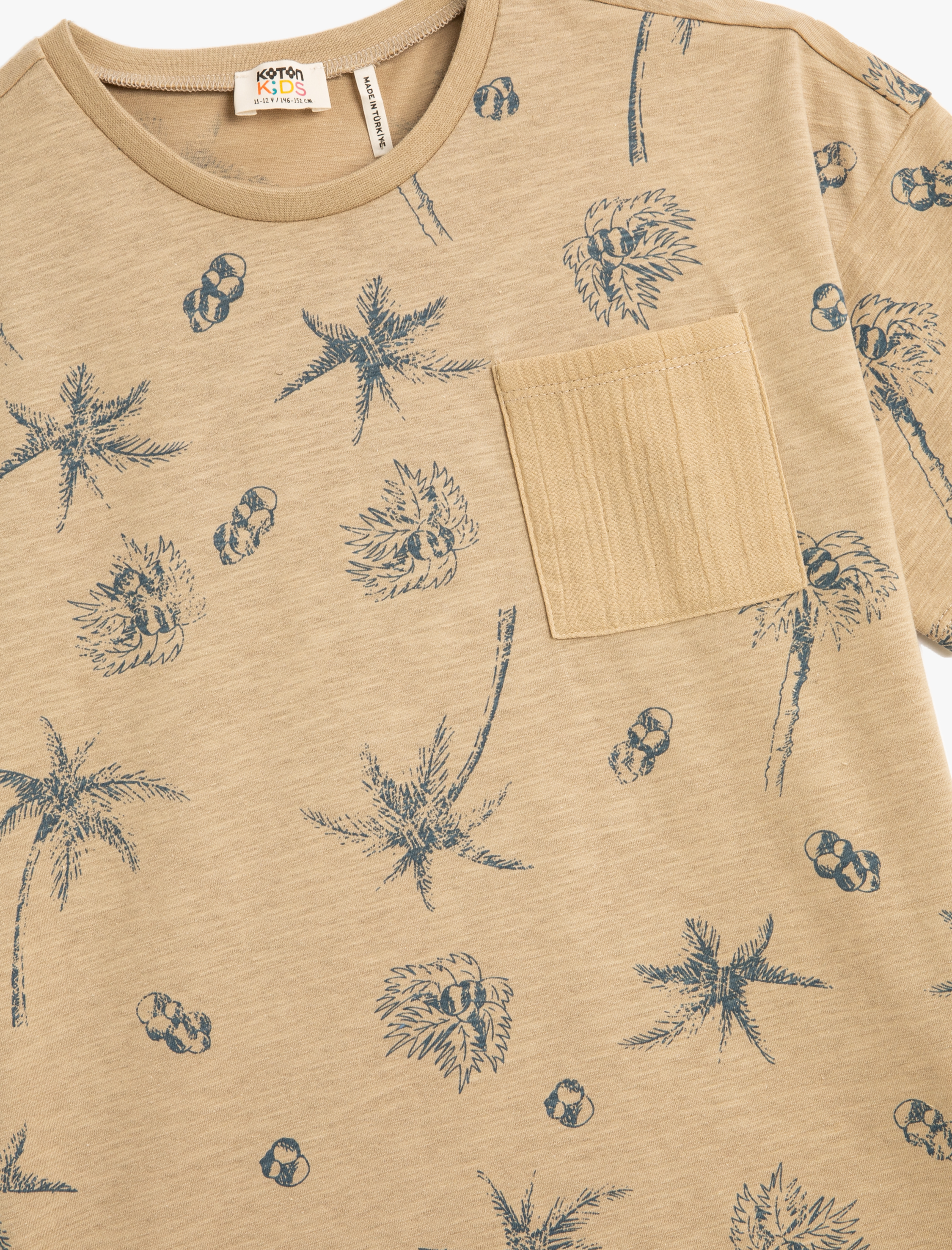  Erkek Çocuk Tişört Kısa Kollu Bisiklet Yaka Baskılı Cep Detaylı Pamuklu