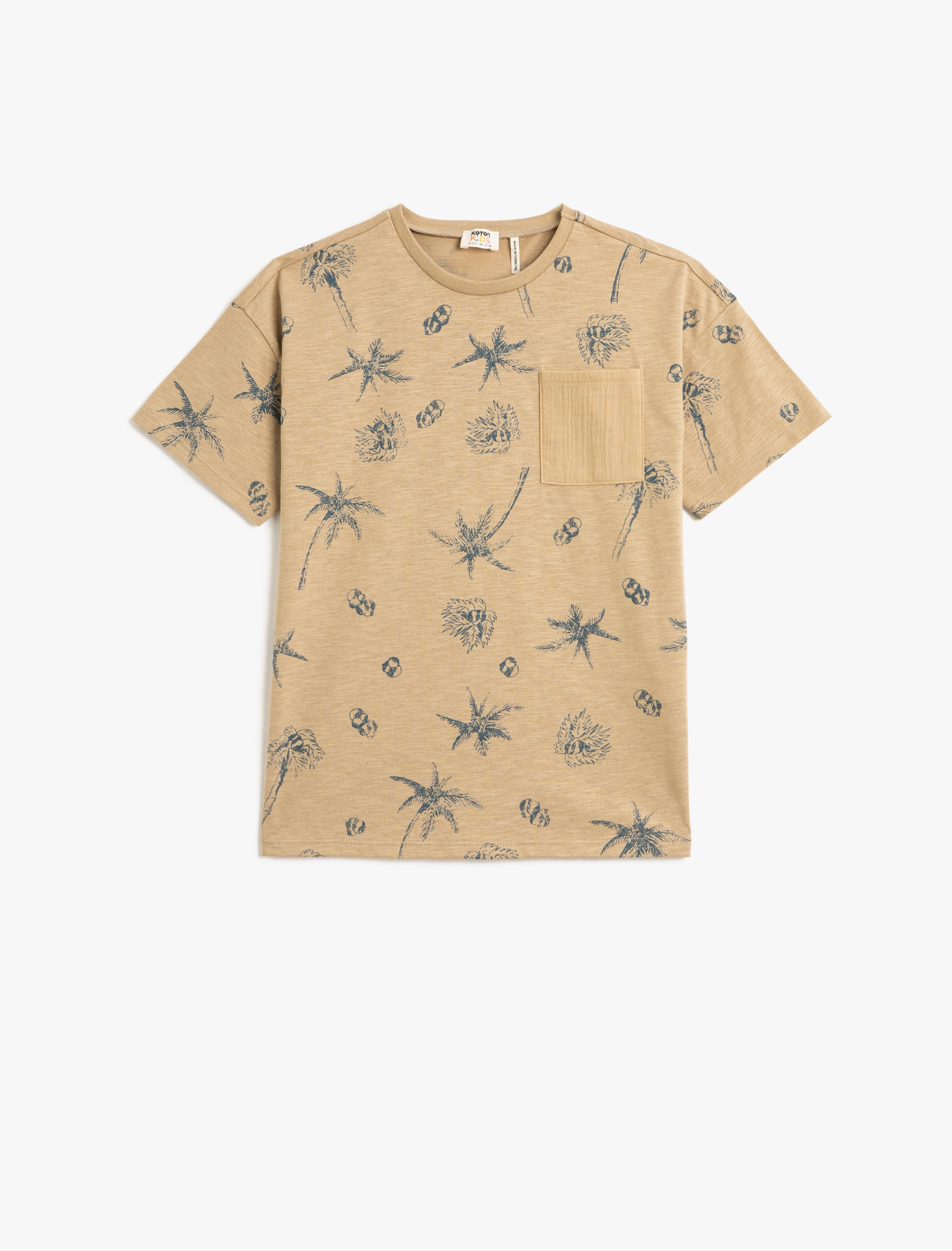  Erkek Çocuk Tişört Kısa Kollu Bisiklet Yaka Baskılı Cep Detaylı Pamuklu