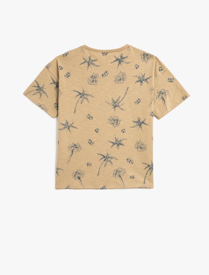 Erkek Çocuk Tişört Kısa Kollu Bisiklet Yaka Baskılı Cep Detaylı Pamuklu