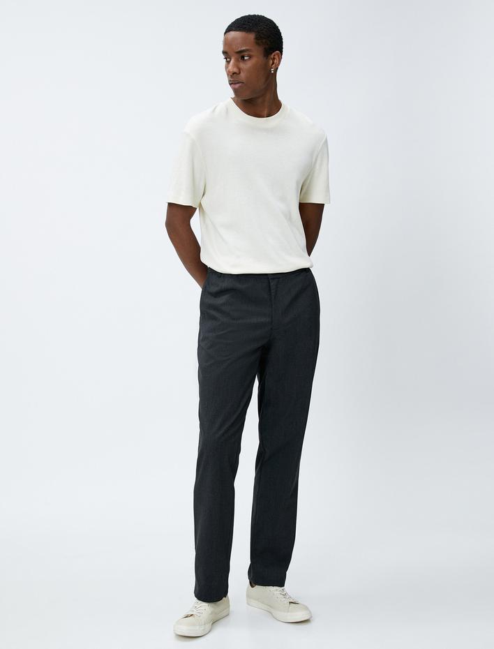  Klasik Pantolon Slim Fit Düğmeli Cep Detaylı