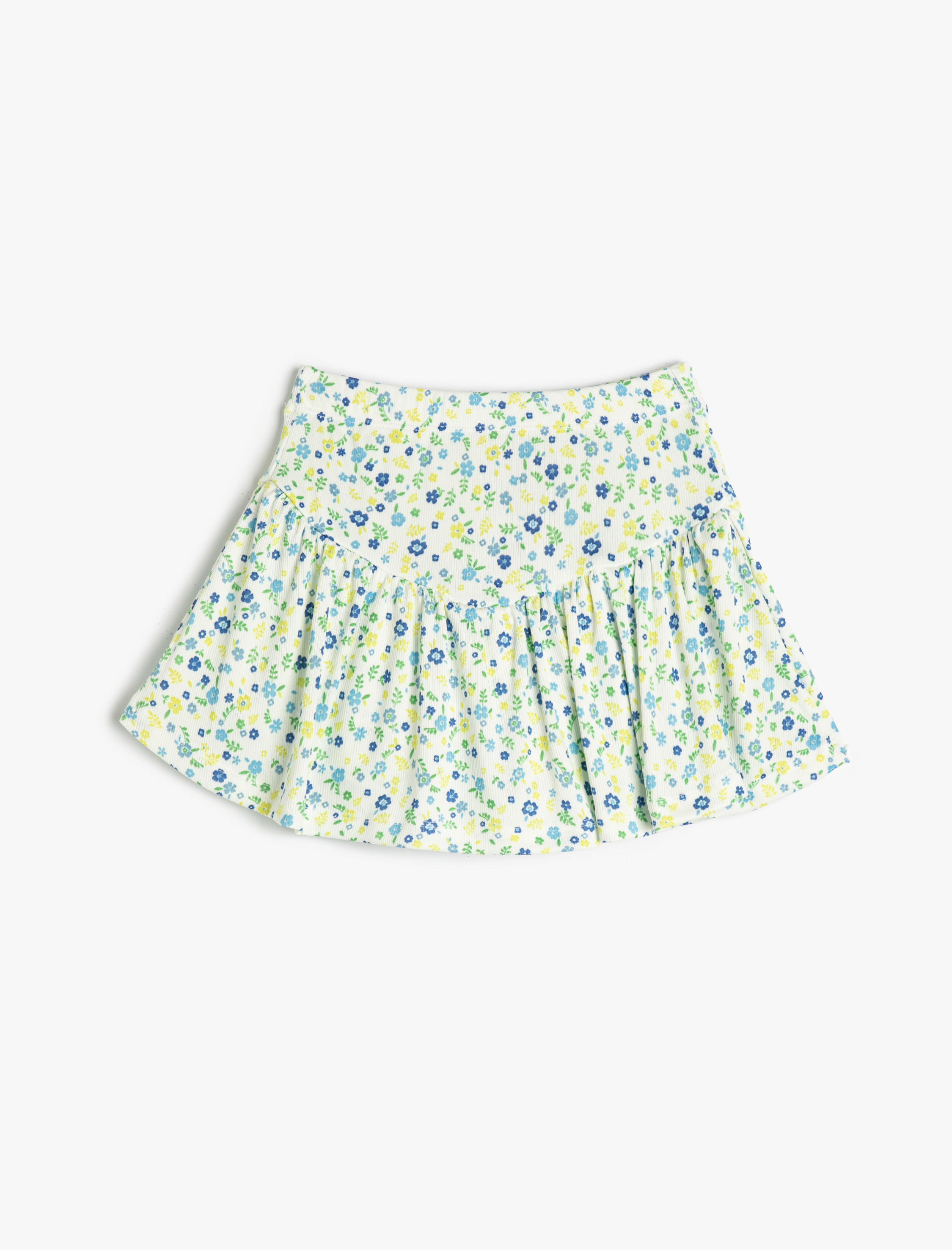  Kız Çocuk Şort Etek Çiçekli Volanlı Beli Lastikli Ribanalı