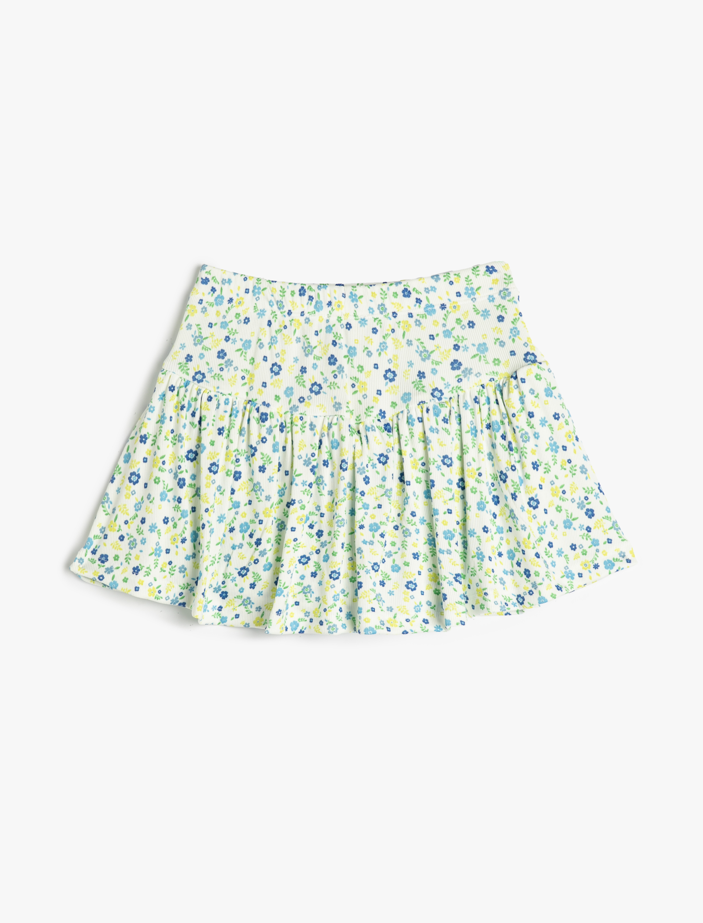  Kız Çocuk Şort Etek Çiçekli Volanlı Beli Lastikli Ribanalı