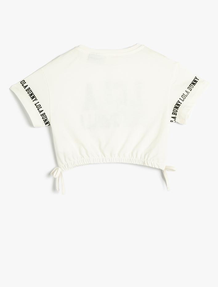 Kız Çocuk Crop Oversize Lola Bunny Tişört Lisanslı Beli Lastikli Bağlamalı Pamuklu