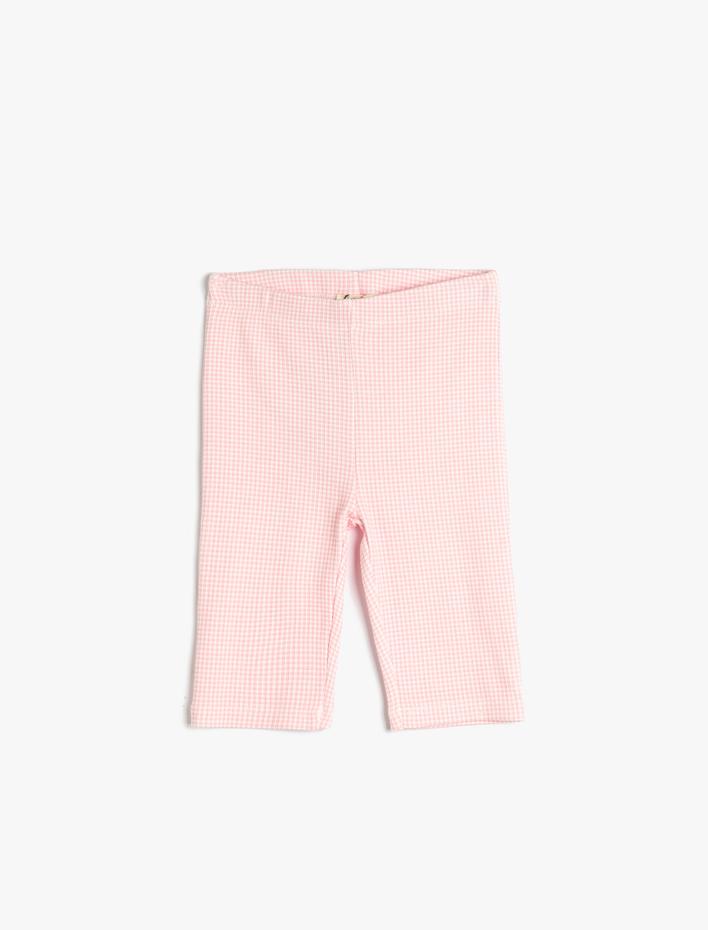 Kız Çocuk Biker Tayt Beli Lastikli Fitilli Pamuklu