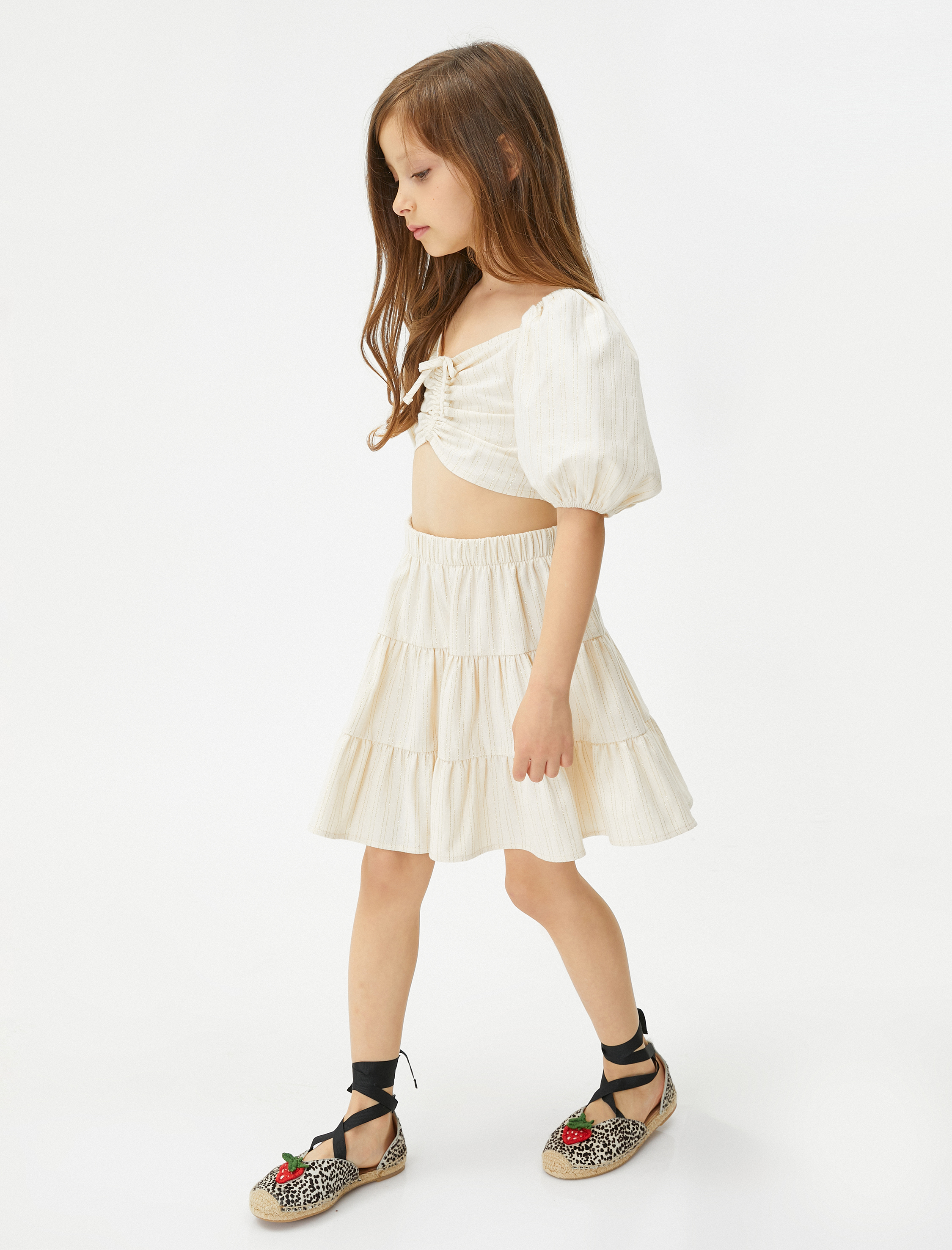  Kız Çocuk Etek Volanlı Katlı Fırfırlı Beli Lastikli Pamuklu