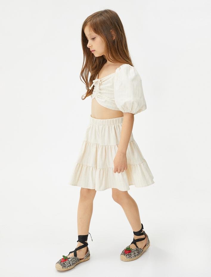 Kız Çocuk Etek Volanlı Katlı Fırfırlı Beli Lastikli Pamuklu