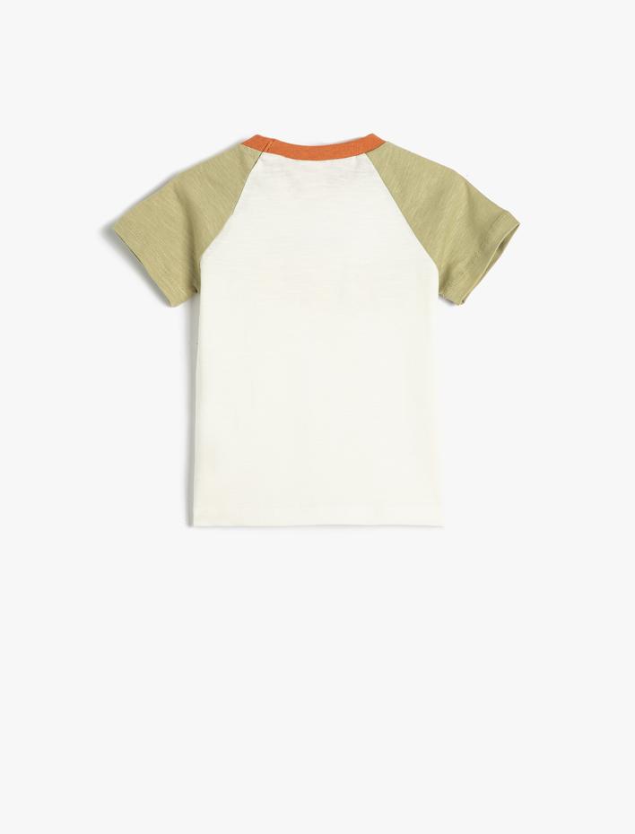 Erkek Bebek Tişört Hayvanlar Baskılı Kısa Kollu Bisiklet Yaka Pamuklu