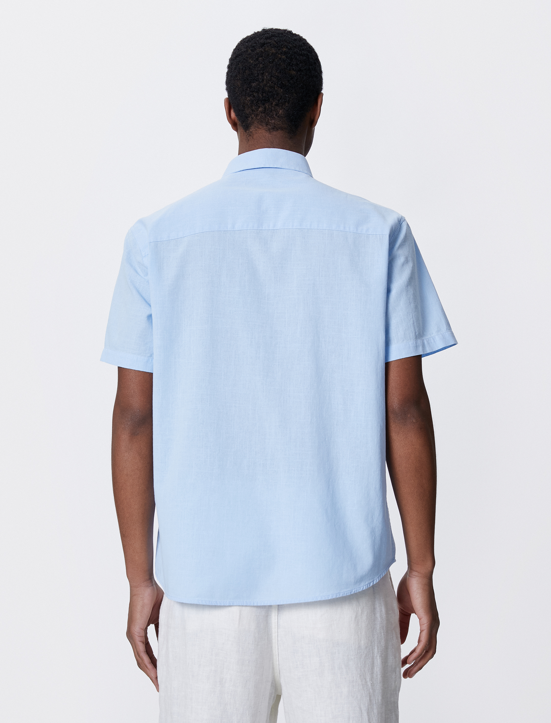   Basic Kısa Kollu Gömlek Klasik Yaka Düğmeli Pamuklu