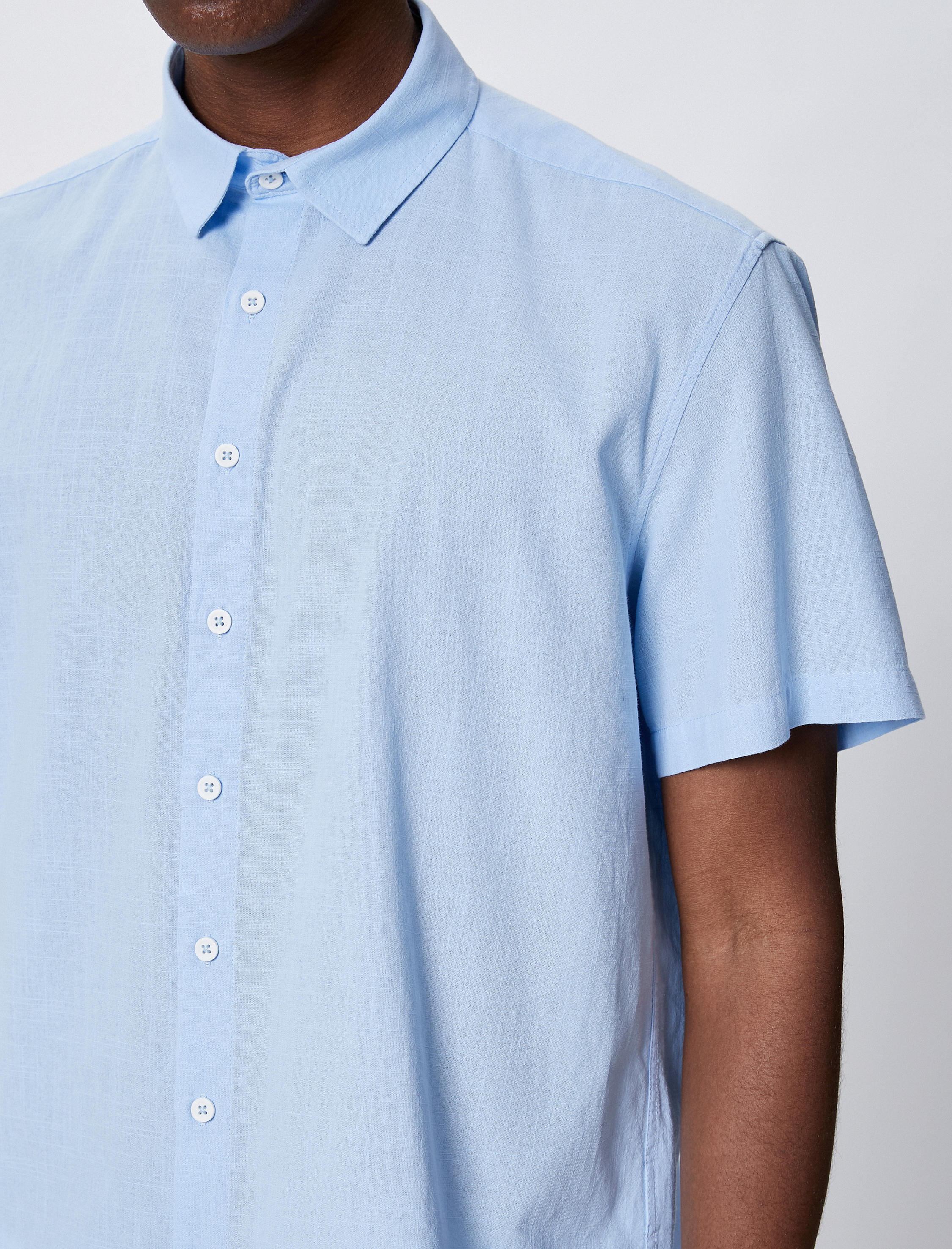   Basic Kısa Kollu Gömlek Klasik Yaka Düğmeli Pamuklu