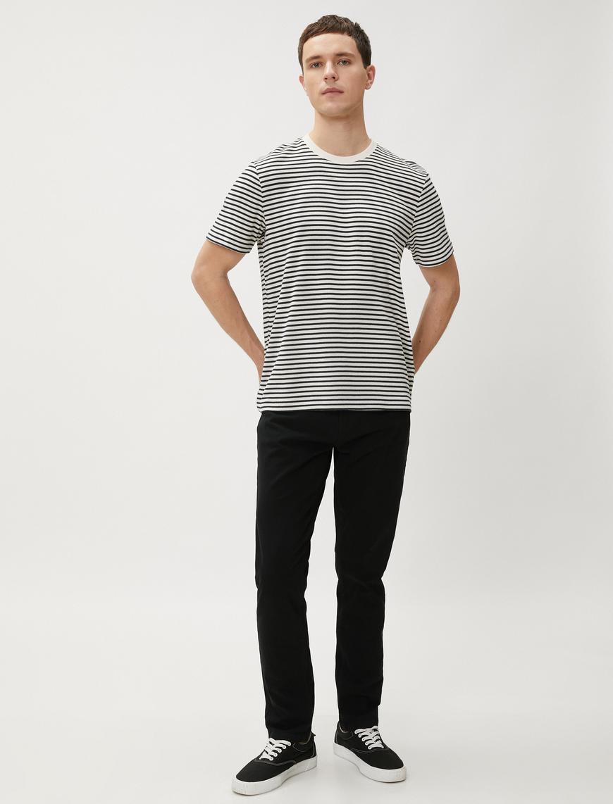   Basic Gabardin Pantolon Beş Cepli Düz Kesim Düğmeli Pamuklu