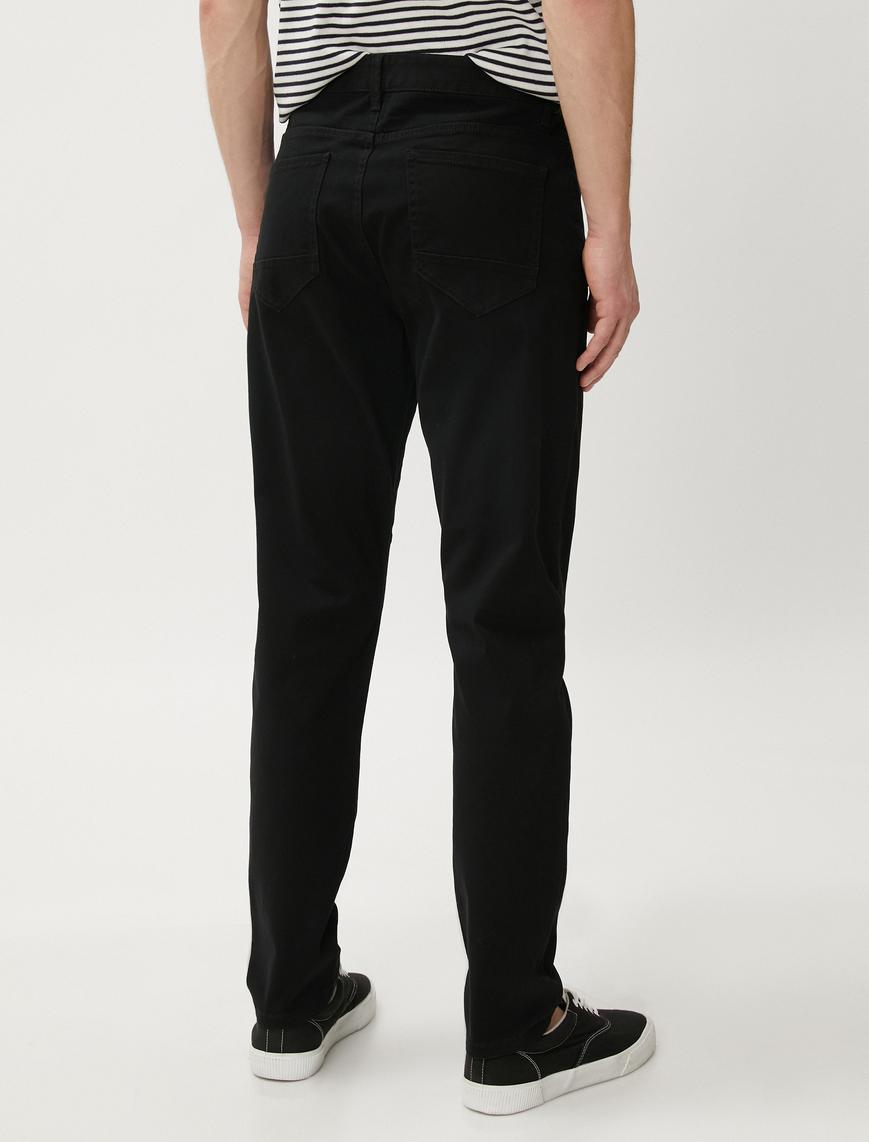   Basic Gabardin Pantolon Beş Cepli Düz Kesim Düğmeli Pamuklu