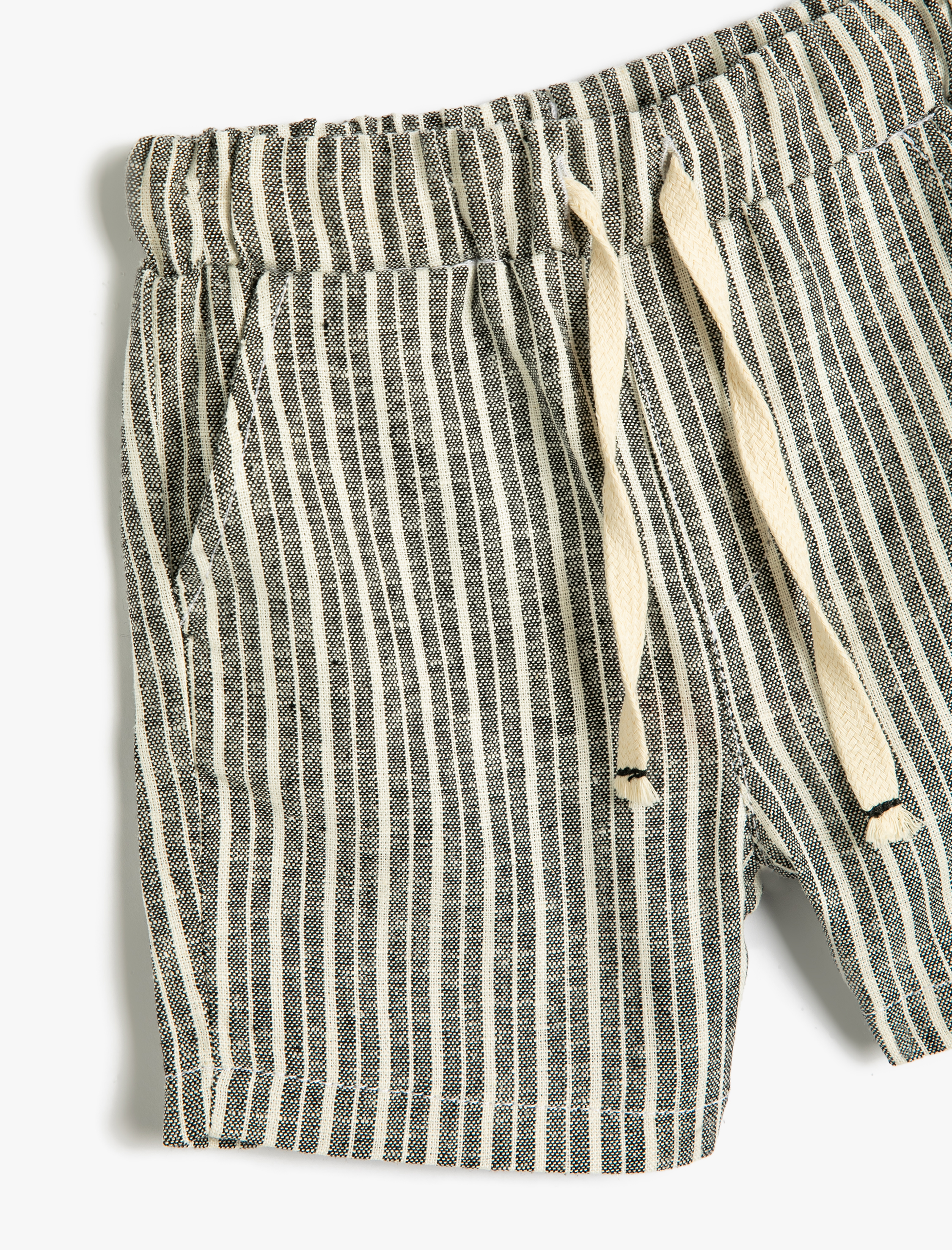  Erkek Bebek Keten Şort Cepli Beli Lastikli Bağlamalı