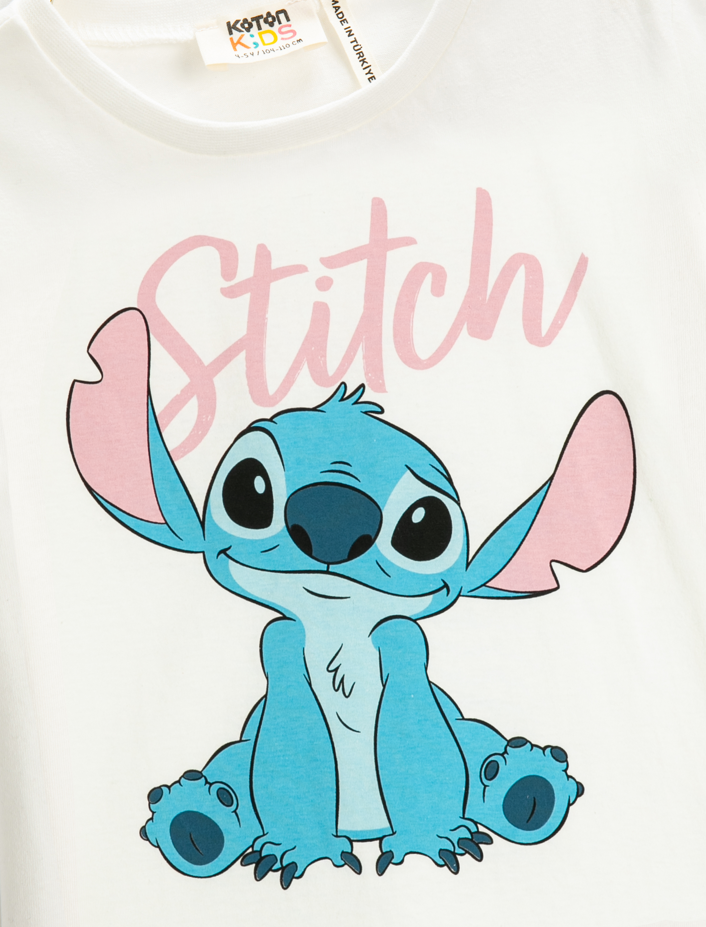  Kız Çocuk Stitch Tişört Kısa Kollu Bisiklet Yaka Lisanslı
