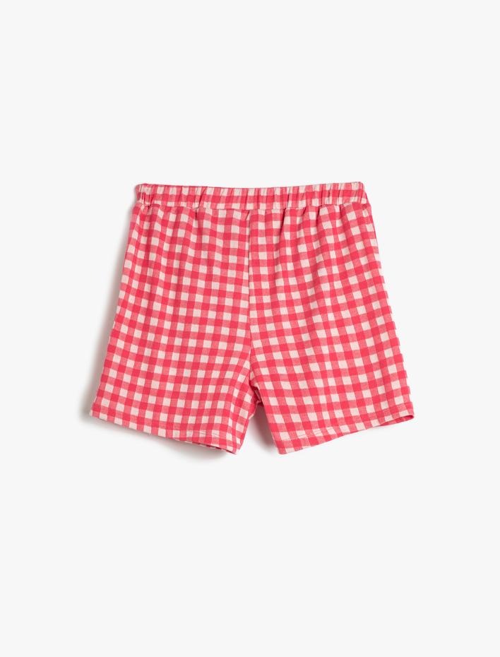 Kız Çocuk Şort Etek Beli Lastikli Kareli