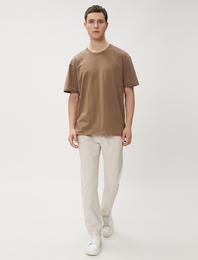 Basic Gabardin Pantolon Cep Detaylı Düz Kesim Düğmeli Pamuklu