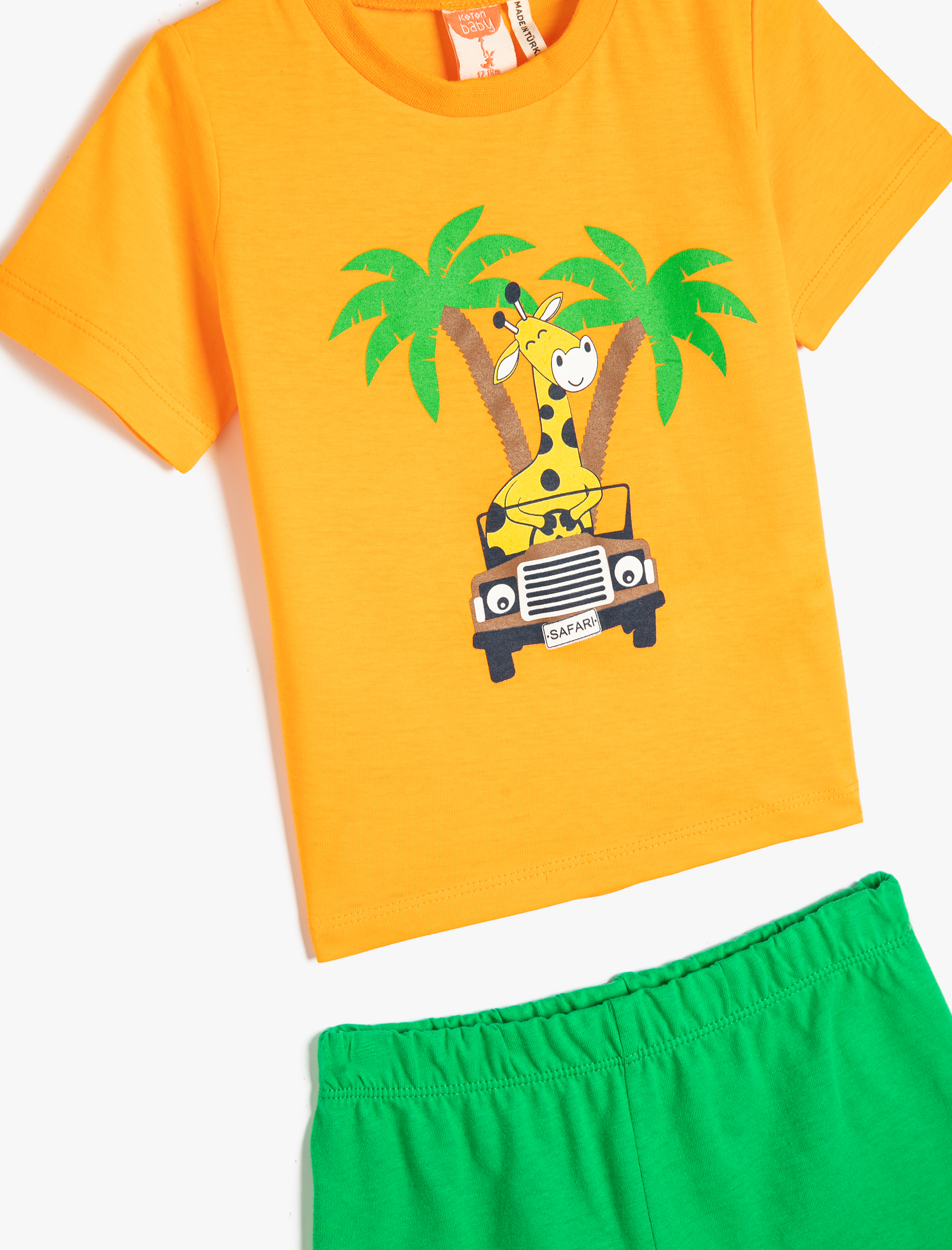  Erkek Bebek Şort Tişört Takım Baskılı Pamuklu