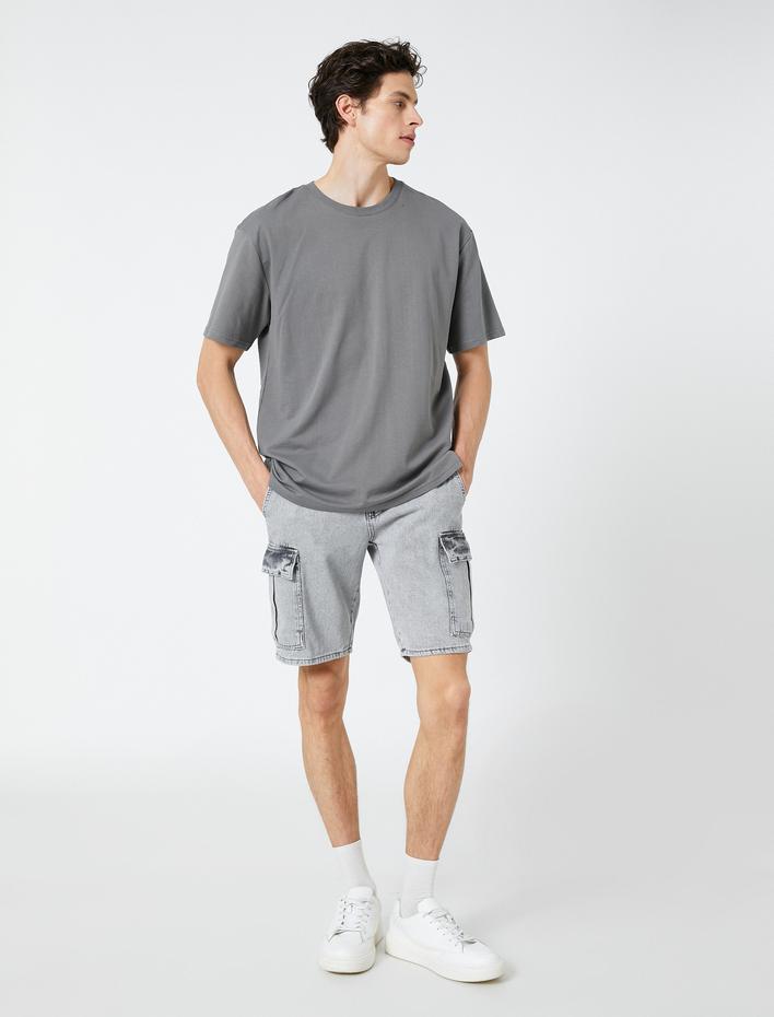  Kot Şort Kargo Cep Detaylı Düğmeli