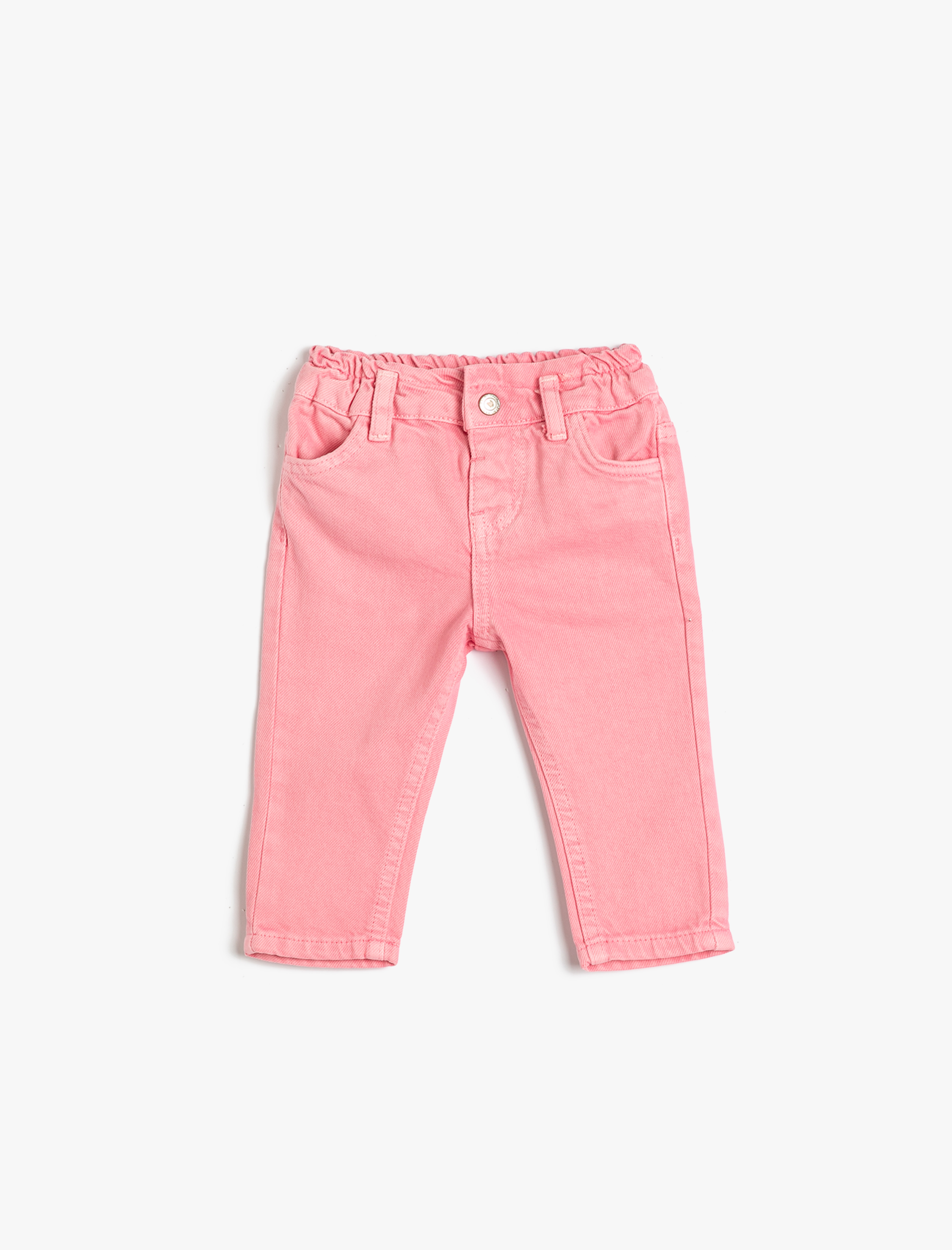  Kız Bebek Kot Pantolon, Beli Lastikli, Pamuklu, Cepli -  Slim Jean