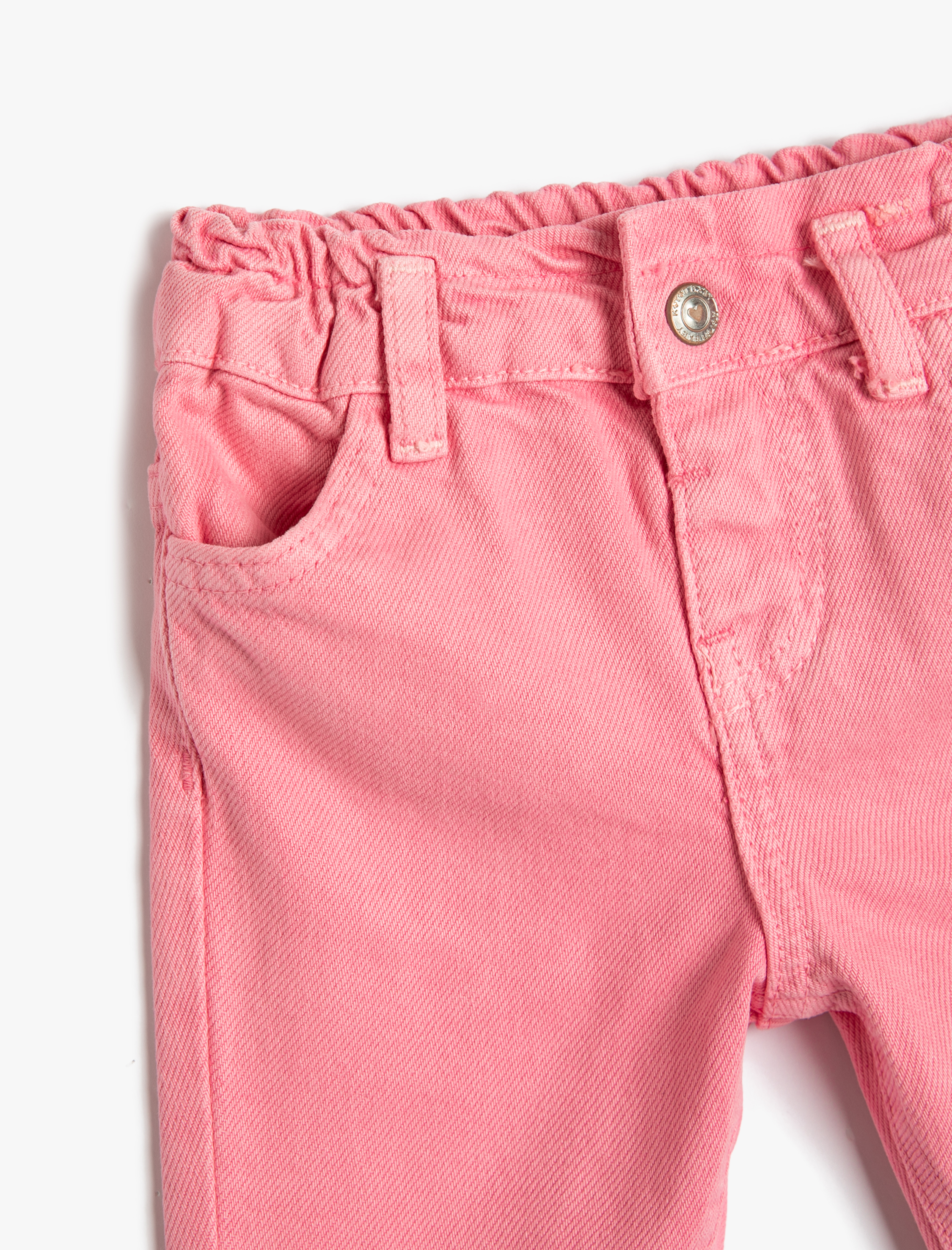  Kız Bebek Kot Pantolon, Beli Lastikli, Pamuklu, Cepli -  Slim Jean