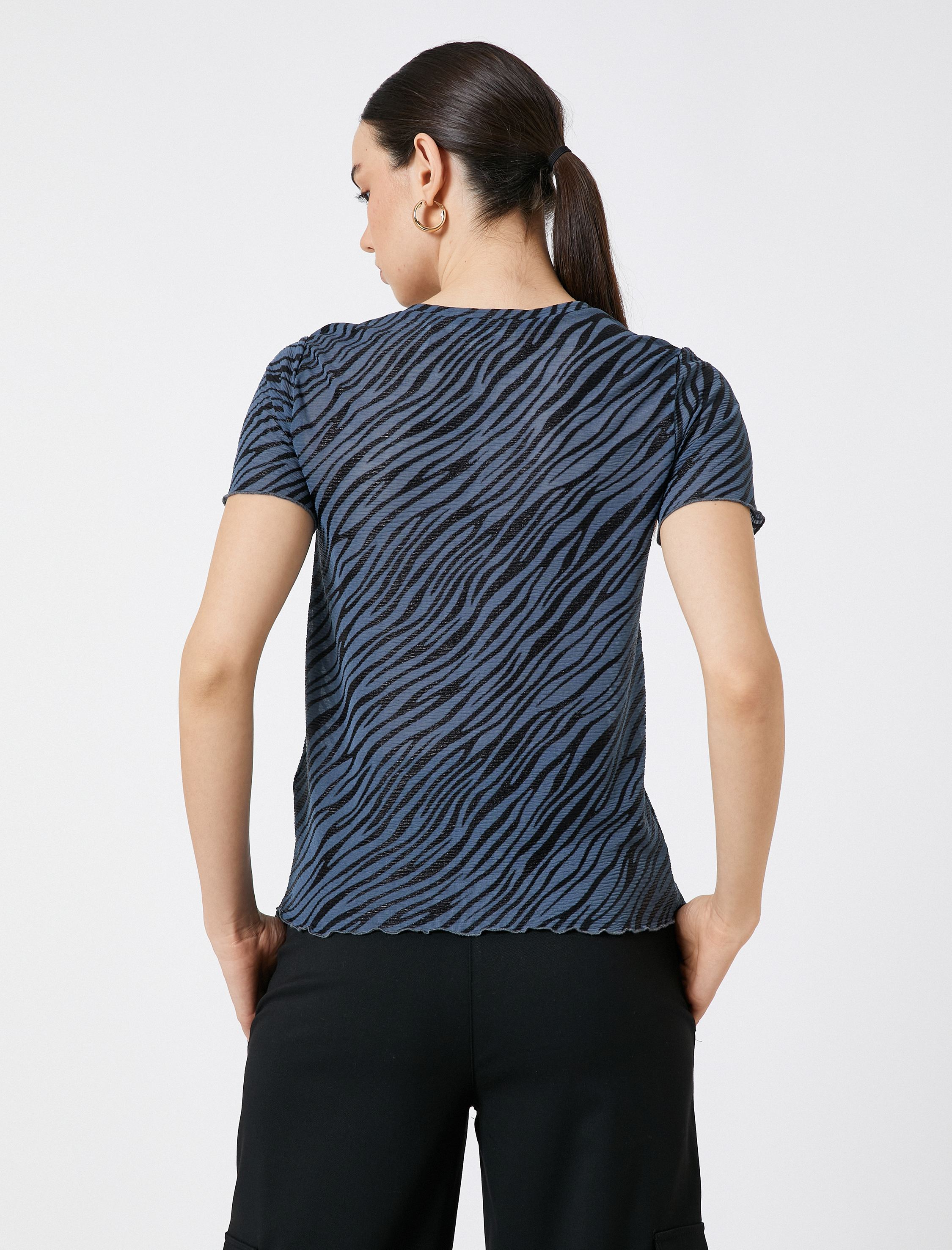   Zebra Desenli Tişört Kısa Kollu