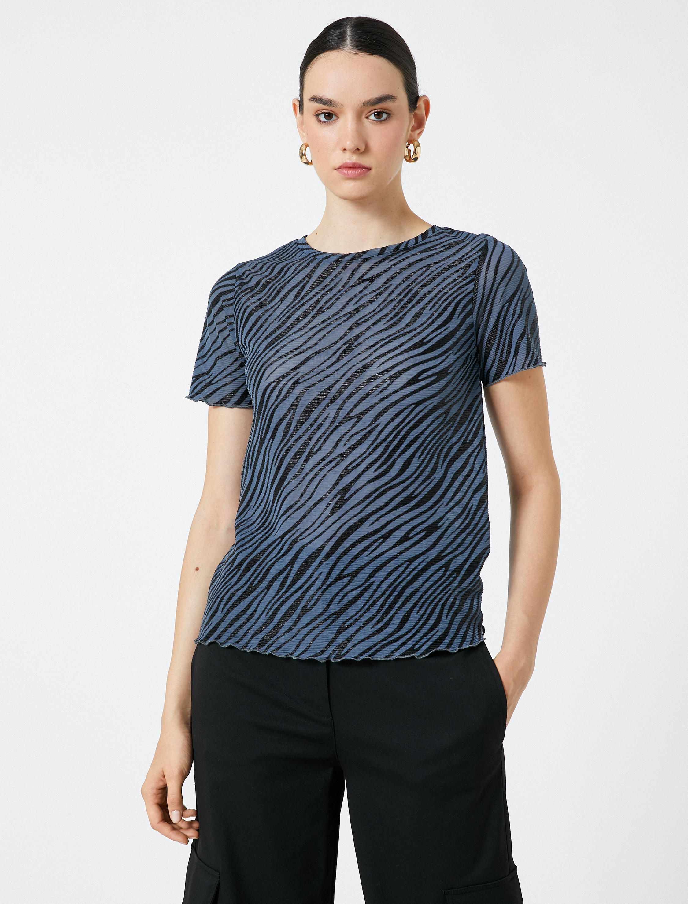   Zebra Desenli Tişört Kısa Kollu