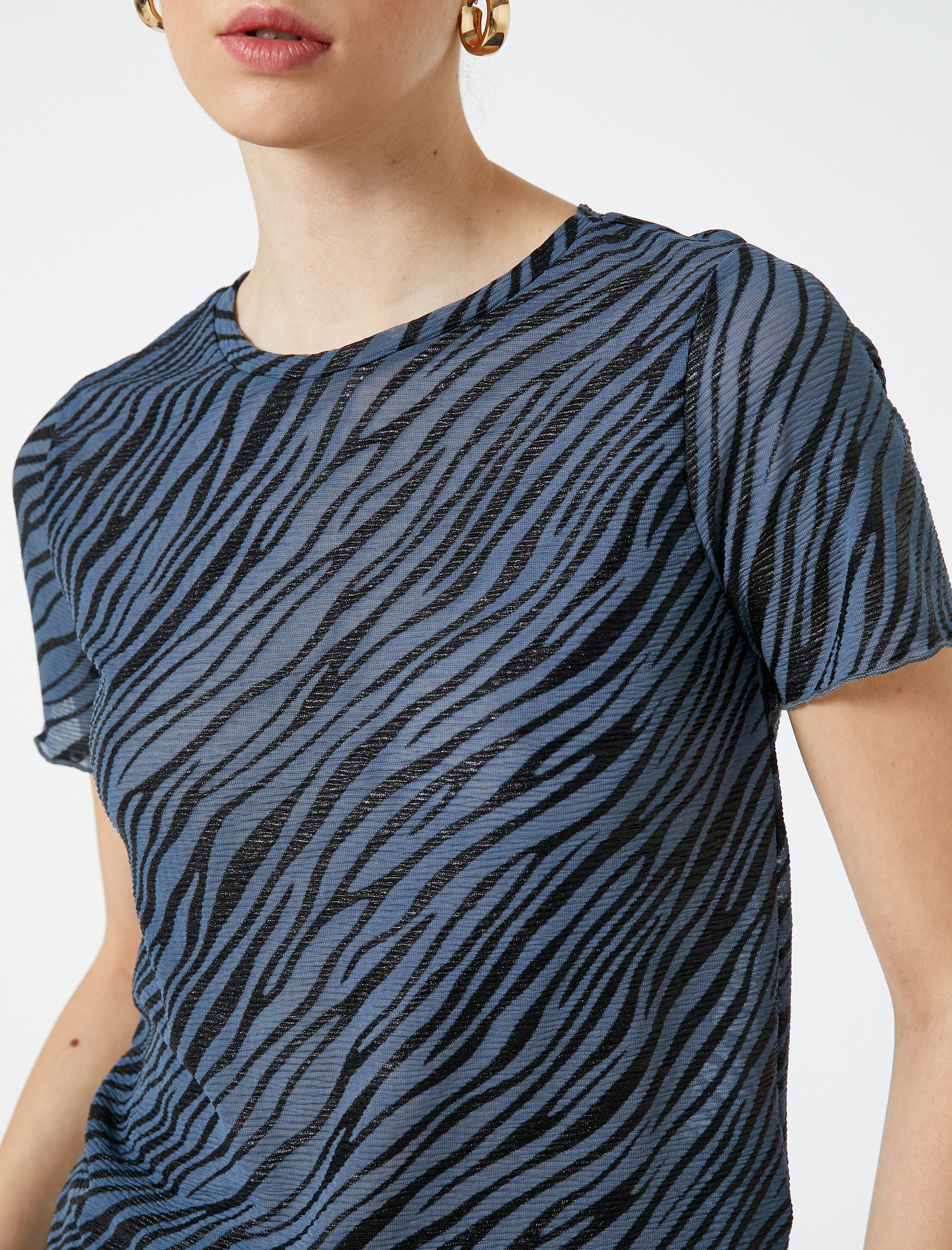   Zebra Desenli Tişört Kısa Kollu