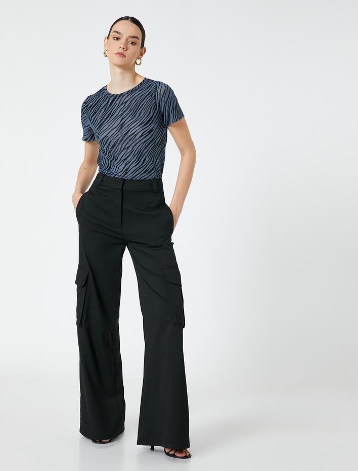  Zebra Desenli Tişört Kısa Kollu