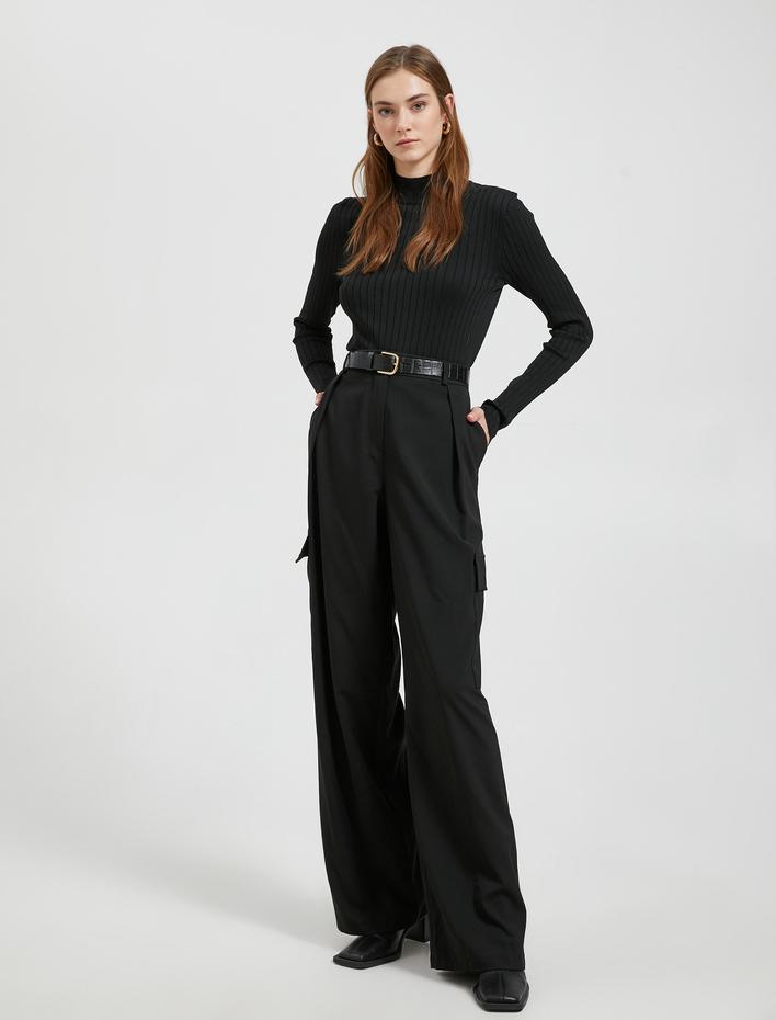  Ribanalı Triko Kazak Yarım Balıkçı Yaka