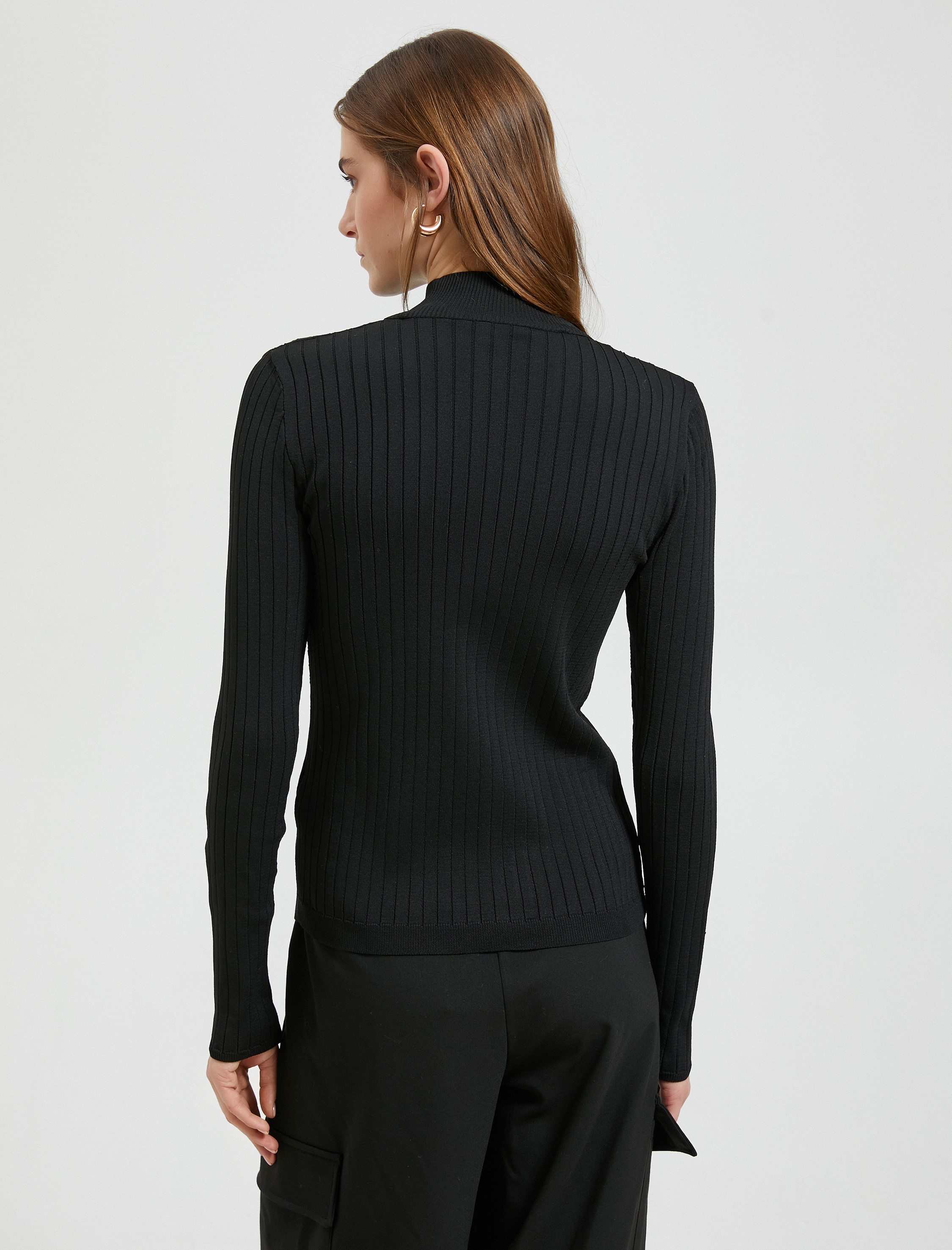   Ribanalı Triko Kazak Yarım Balıkçı Yaka