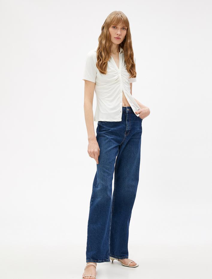  Drapeli Gömlek Kısa Kollu