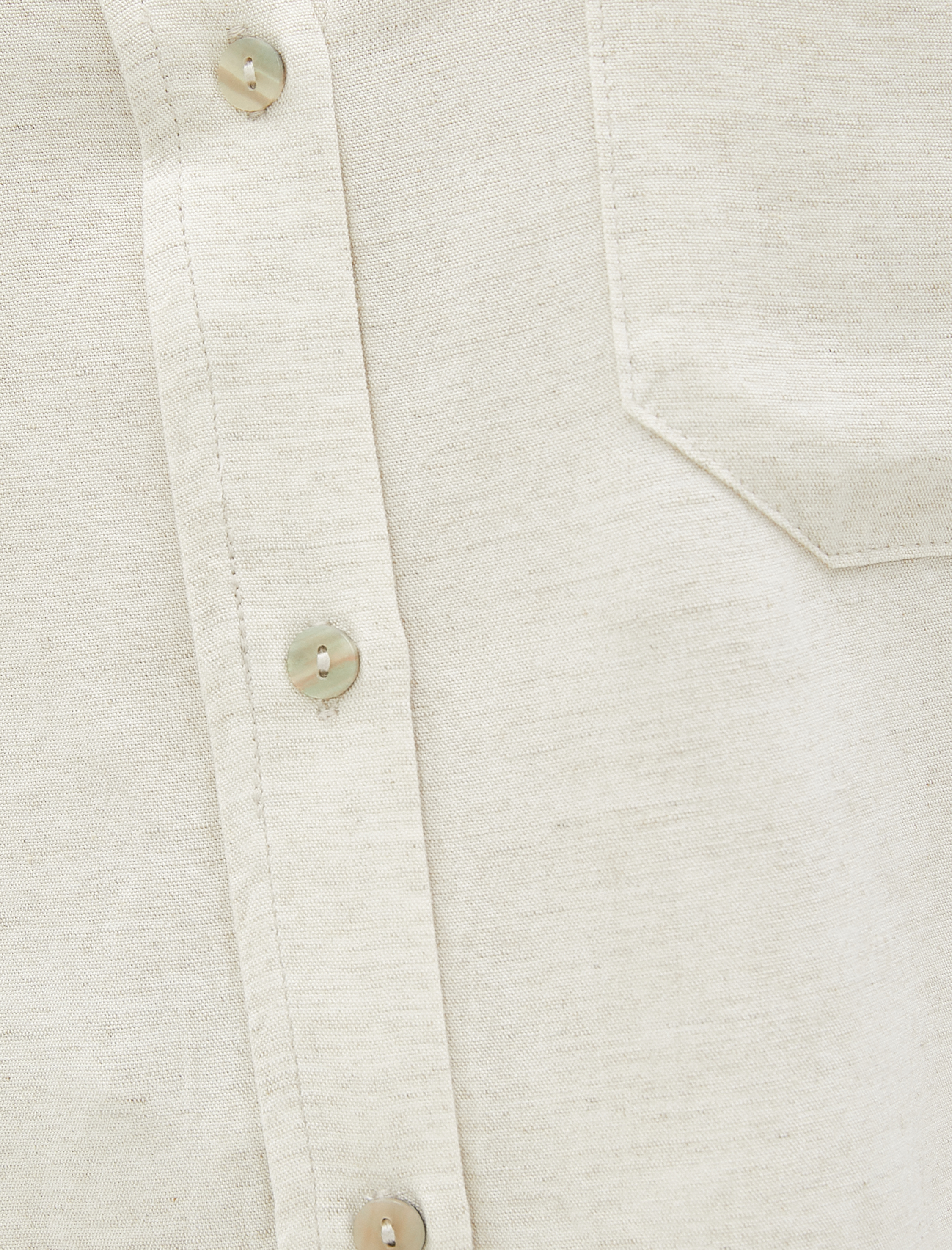   Oversize Gömlek Kolları Katlama Detaylı Keten Karışımlı