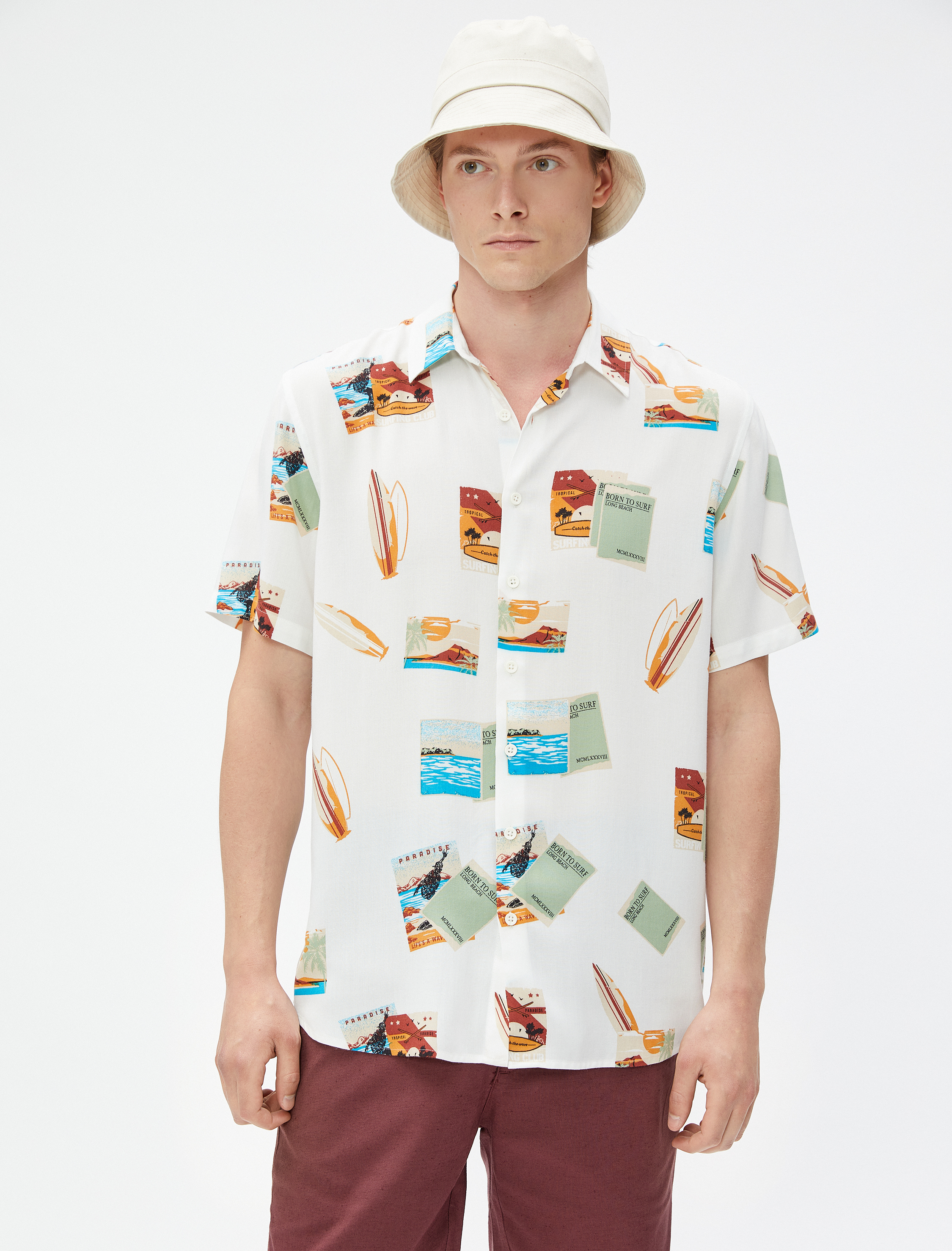   Keten Karışım Bermuda Şort Beli Bağcıklı Cep Detaylı