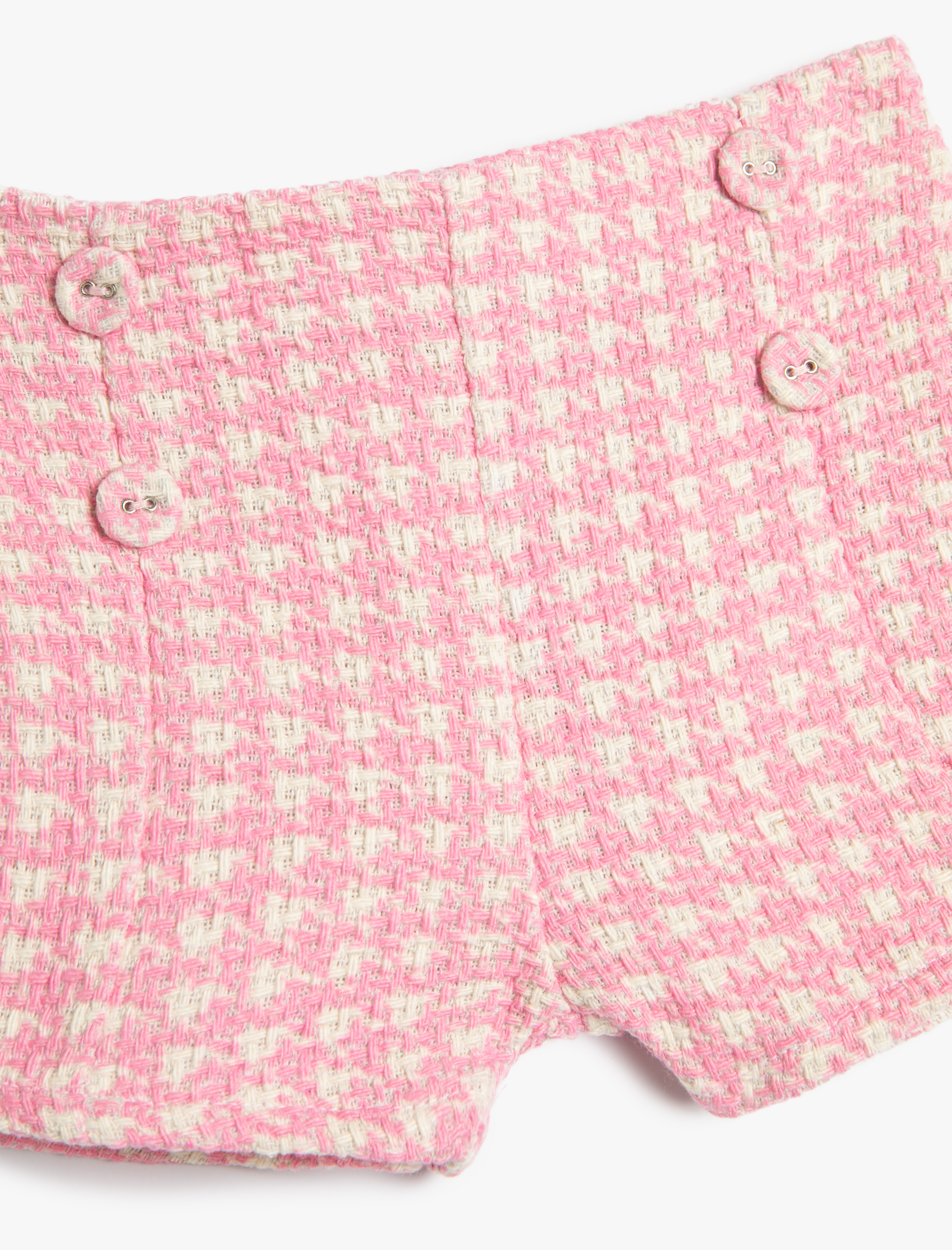  Kız Bebek Tüvit Şort Süs Düğme Detaylı Kazayağı Desenli
