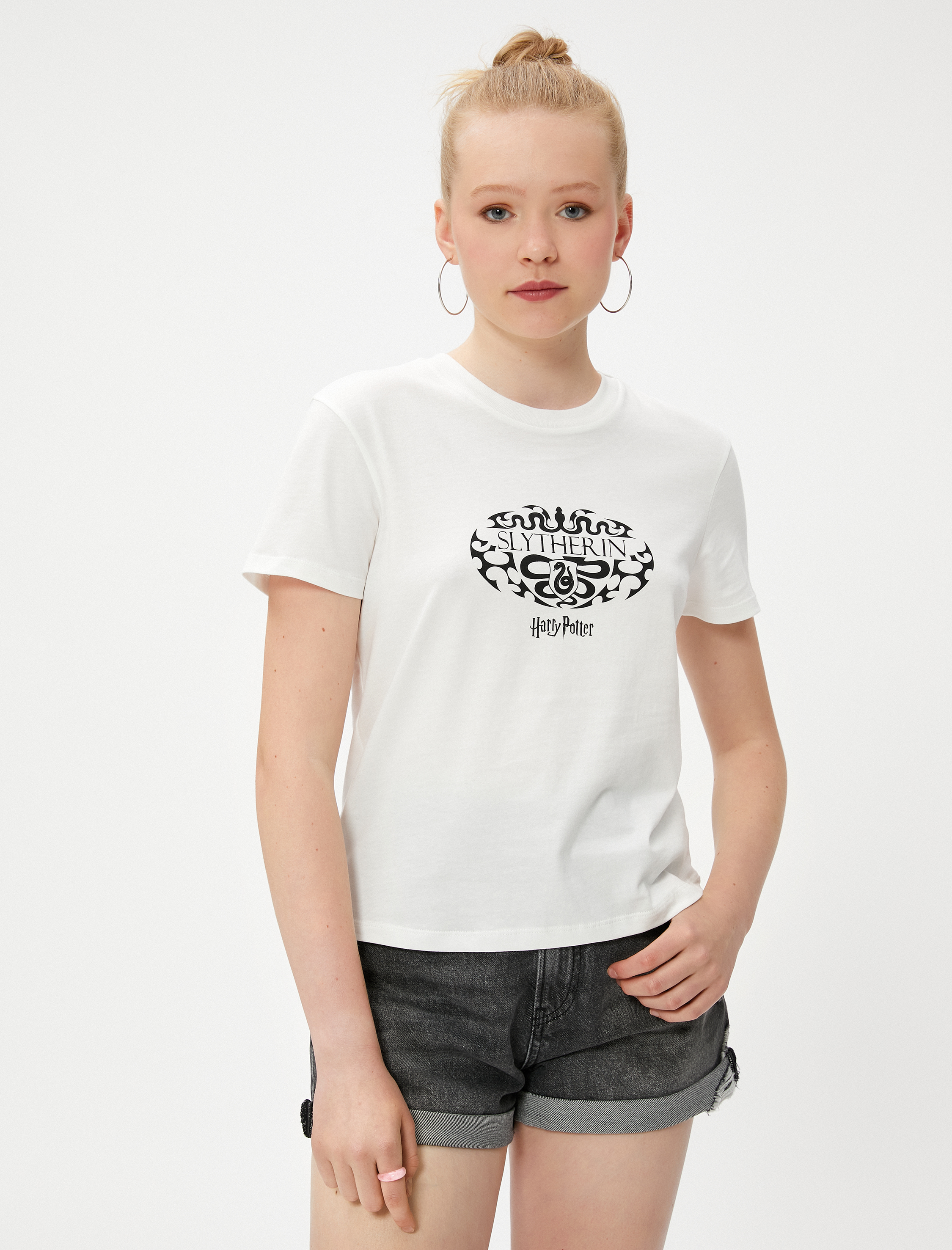   Harry Potter Baskılı Lisanslı Tişört Kısa Kollu Bisiklet Yaka