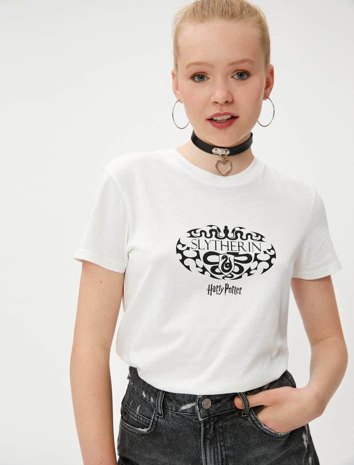  Harry Potter Baskılı Lisanslı Tişört Kısa Kollu Bisiklet Yaka