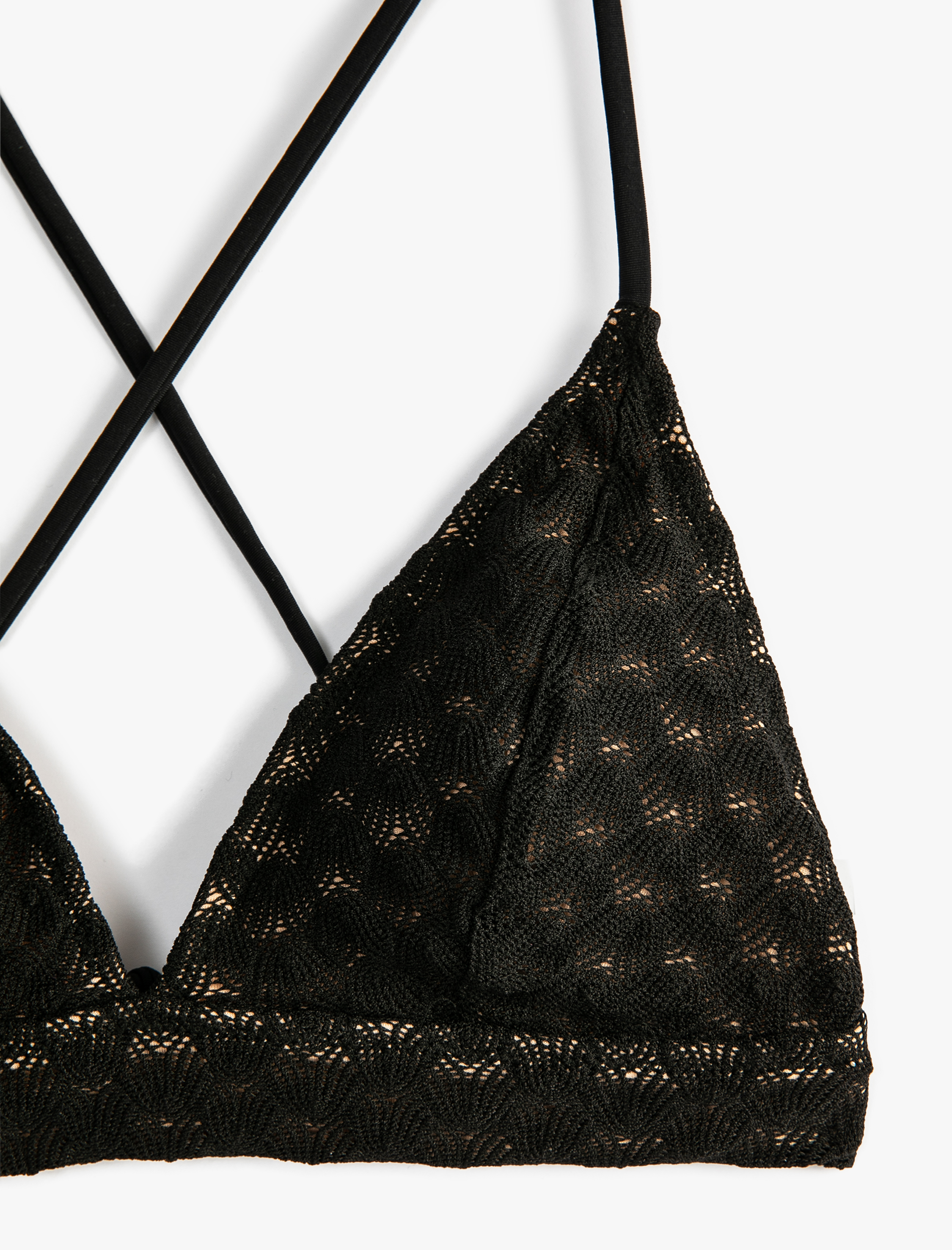   Bralet Bikini Üstü Üçgen Dantelli Çapraz Askılı