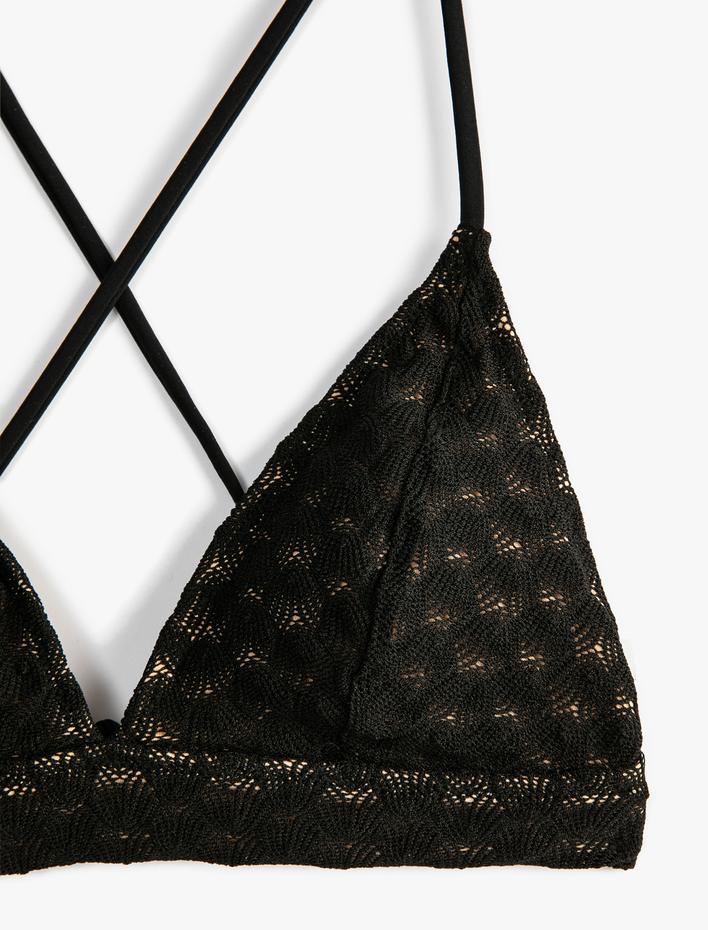  Bralet Bikini Üstü Üçgen Dantelli Çapraz Askılı