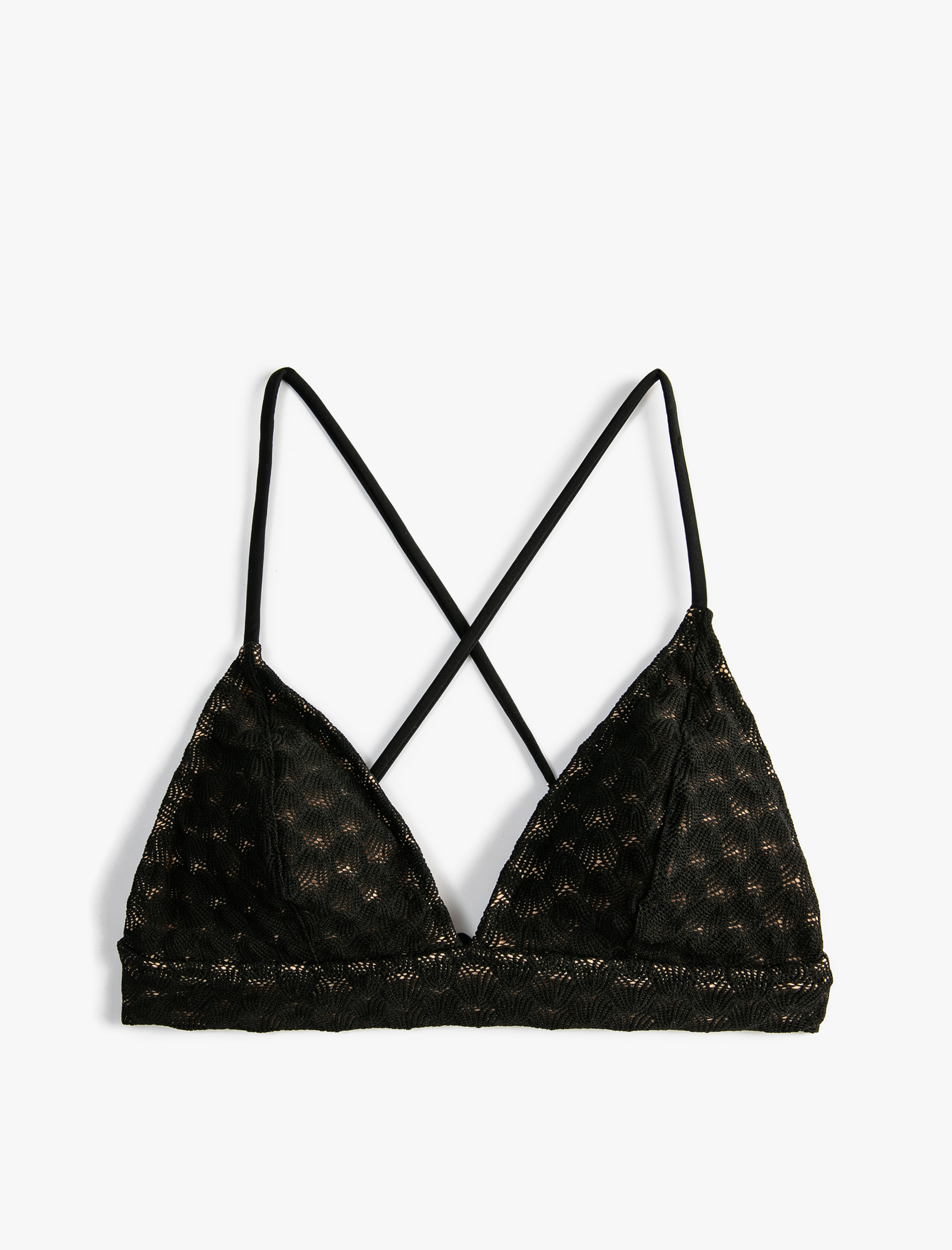   Bralet Bikini Üstü Üçgen Dantelli Çapraz Askılı