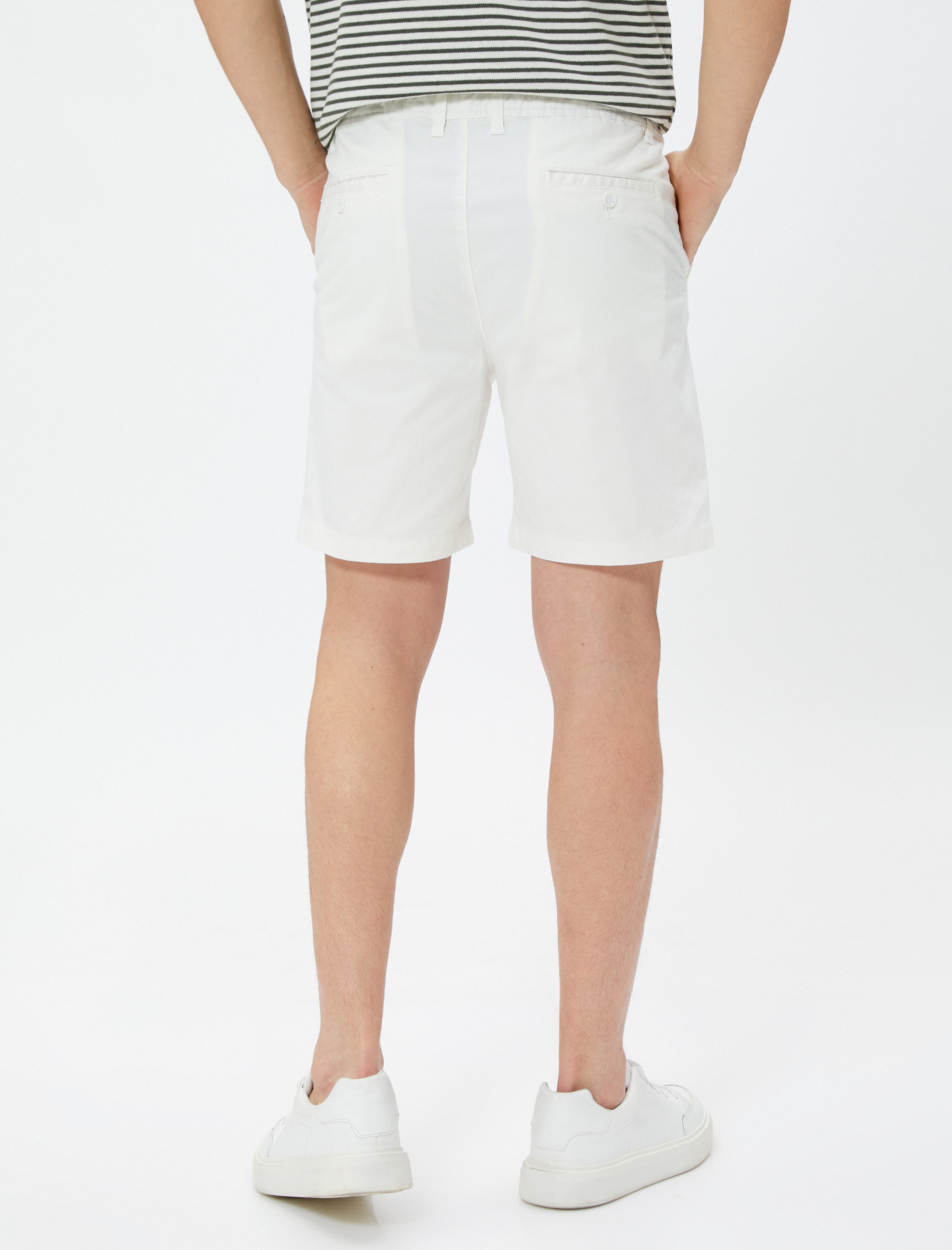   Chino Şort Beli Bağlamalı Cepli Pamuklu