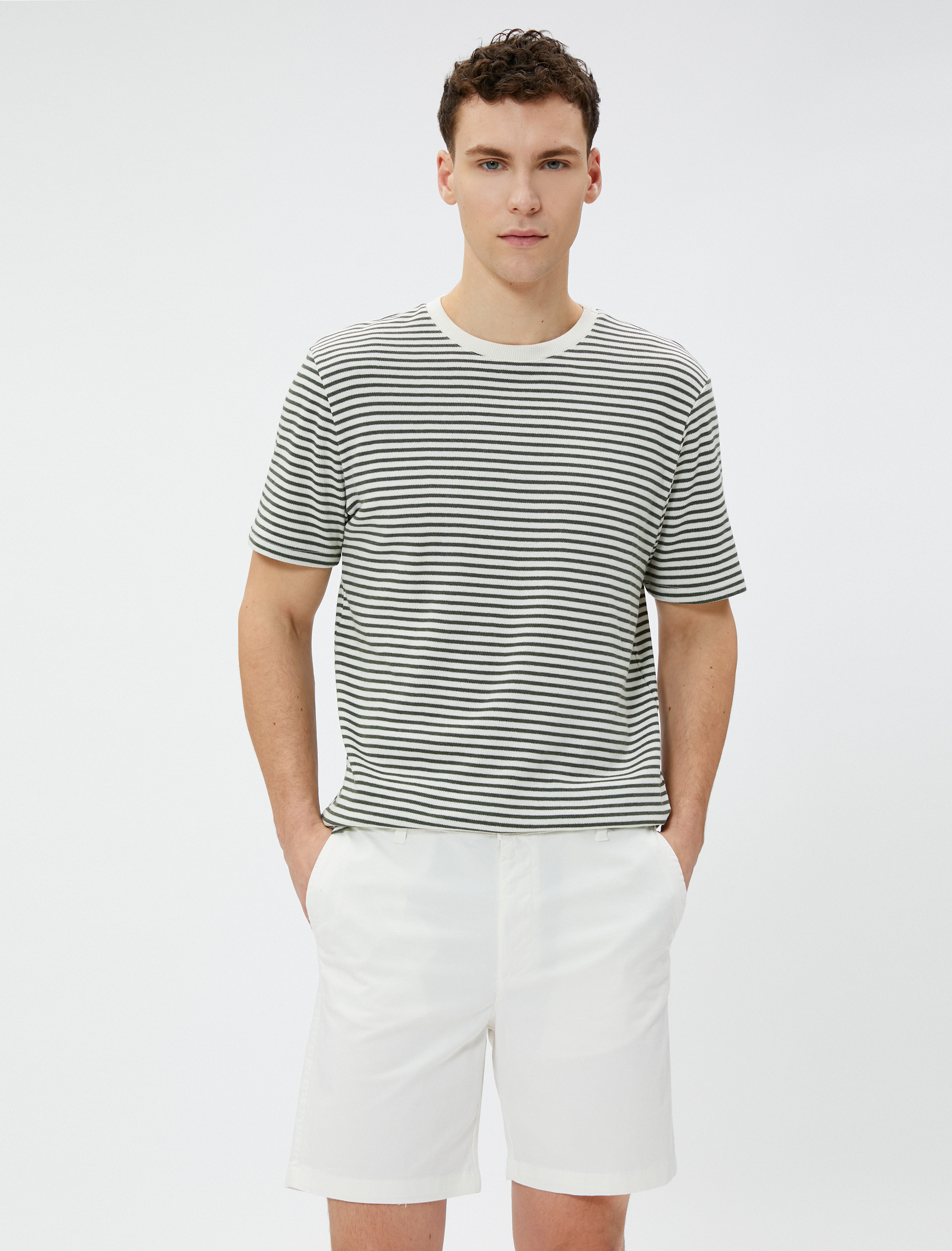   Chino Şort Beli Bağlamalı Cepli Pamuklu