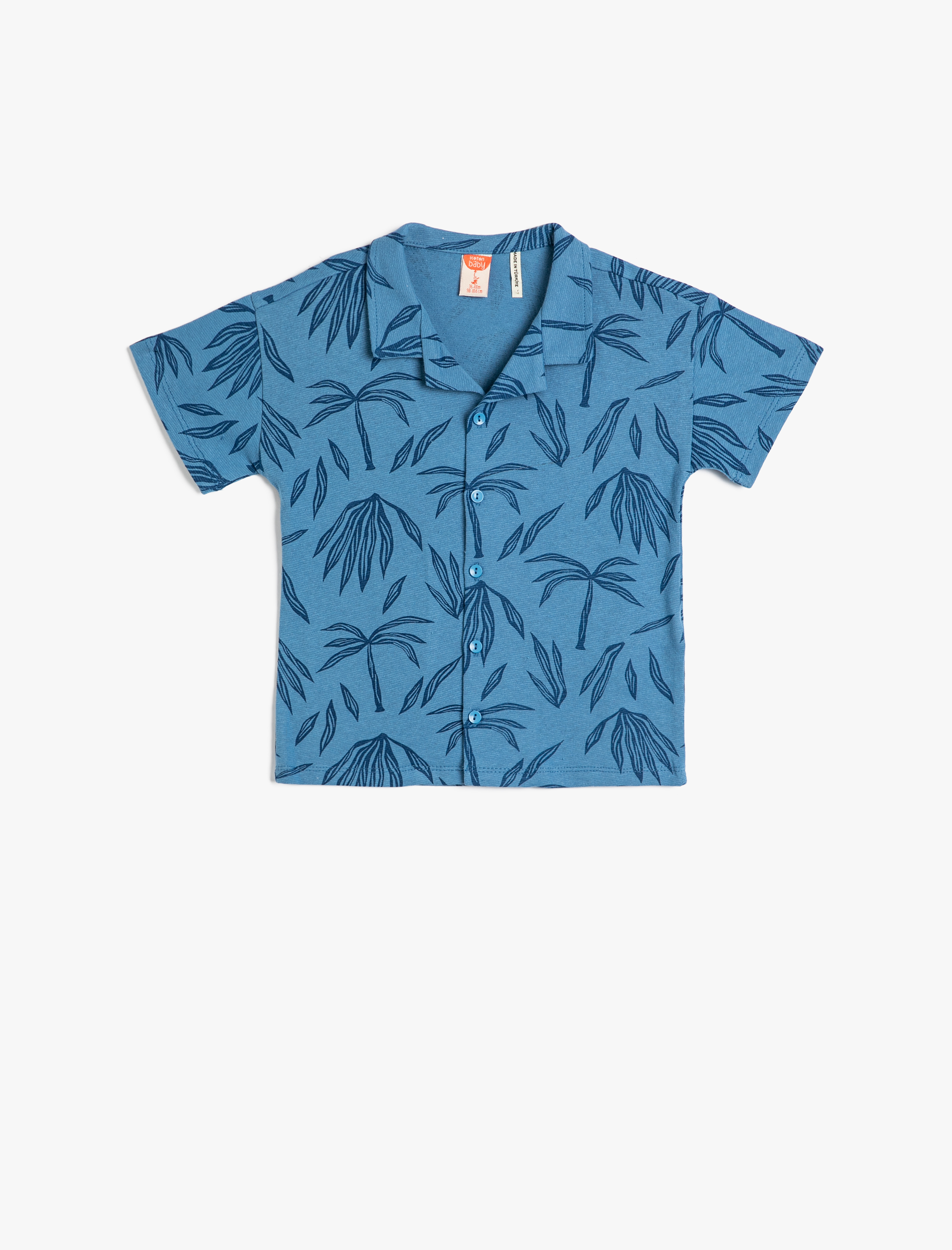  Erkek Bebek Gömlek Kısa Kollu Cep Detaylı Pamuklu