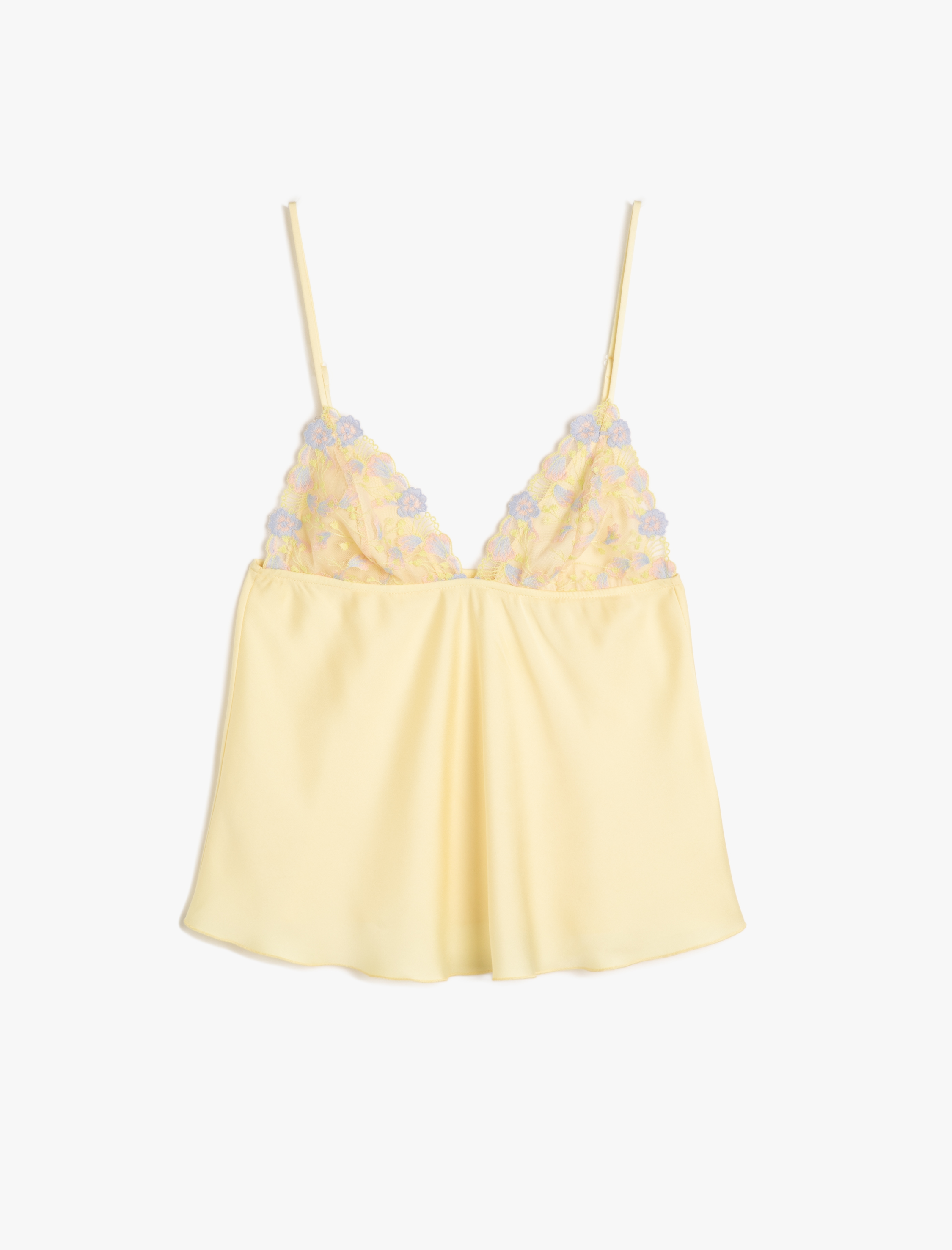   Pijama Üstü Çiçek Nakışlı İnce Askılı