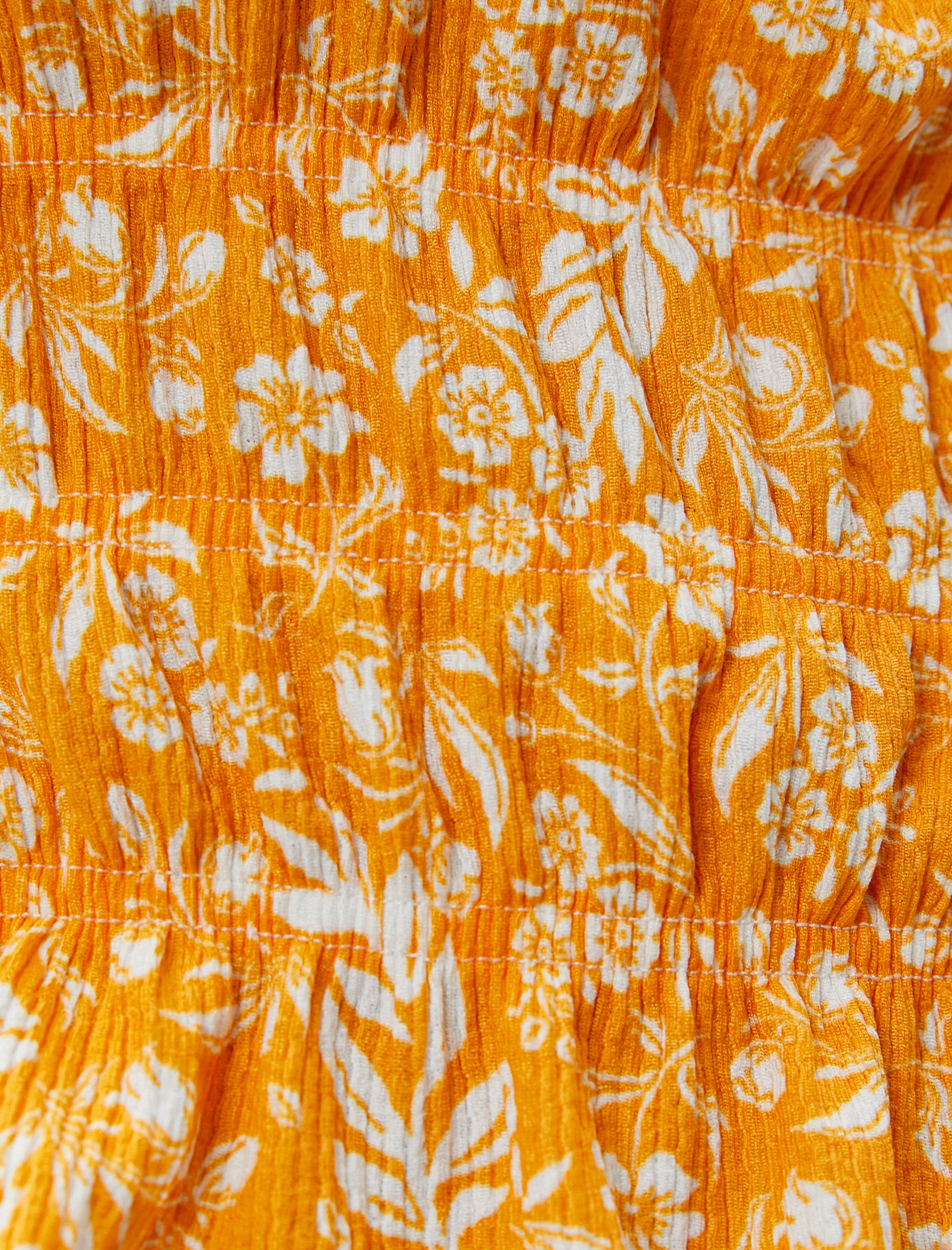   Crop Tişört Çiçekli Gipeli Balon Kol Bürümcük