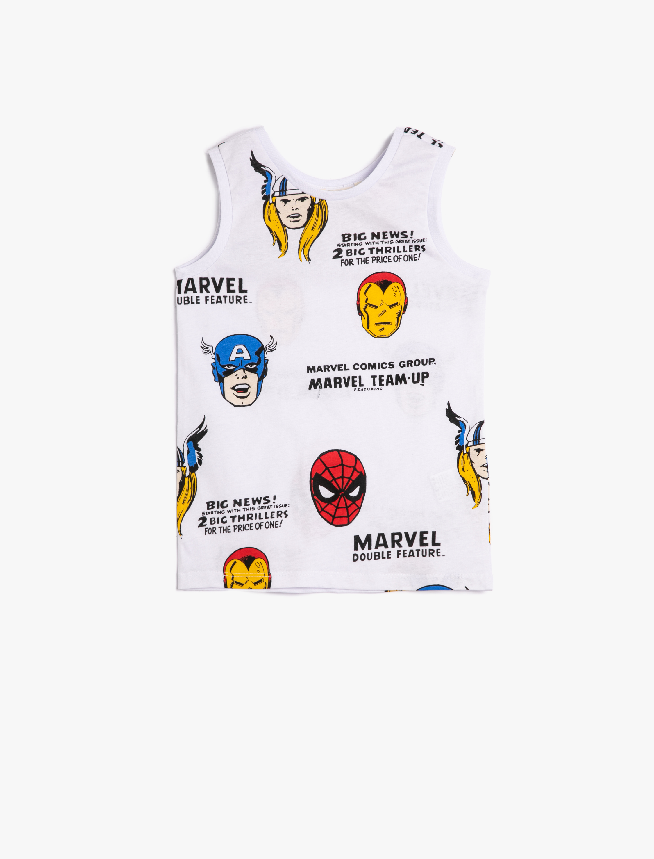  Erkek Çocuk Marvel Atlet Lisanslı Baskılı Kolsuz Bisiklet Yaka Pamuklu