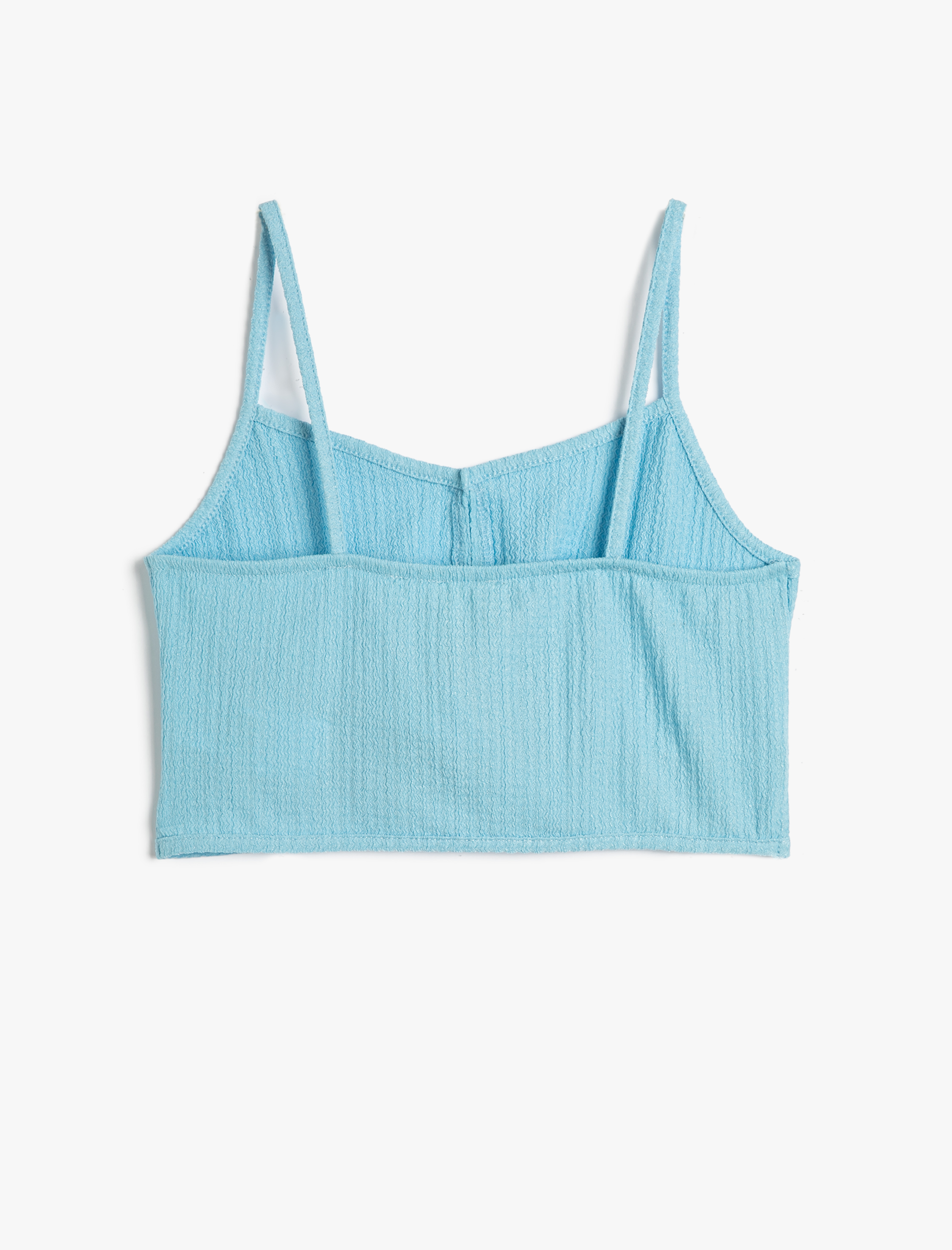  Kız Çocuk Crop Atlet İnce Askılı Dar Kalıp Dokulu