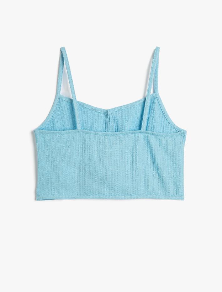 Kız Çocuk Crop Atlet İnce Askılı Dar Kalıp Dokulu