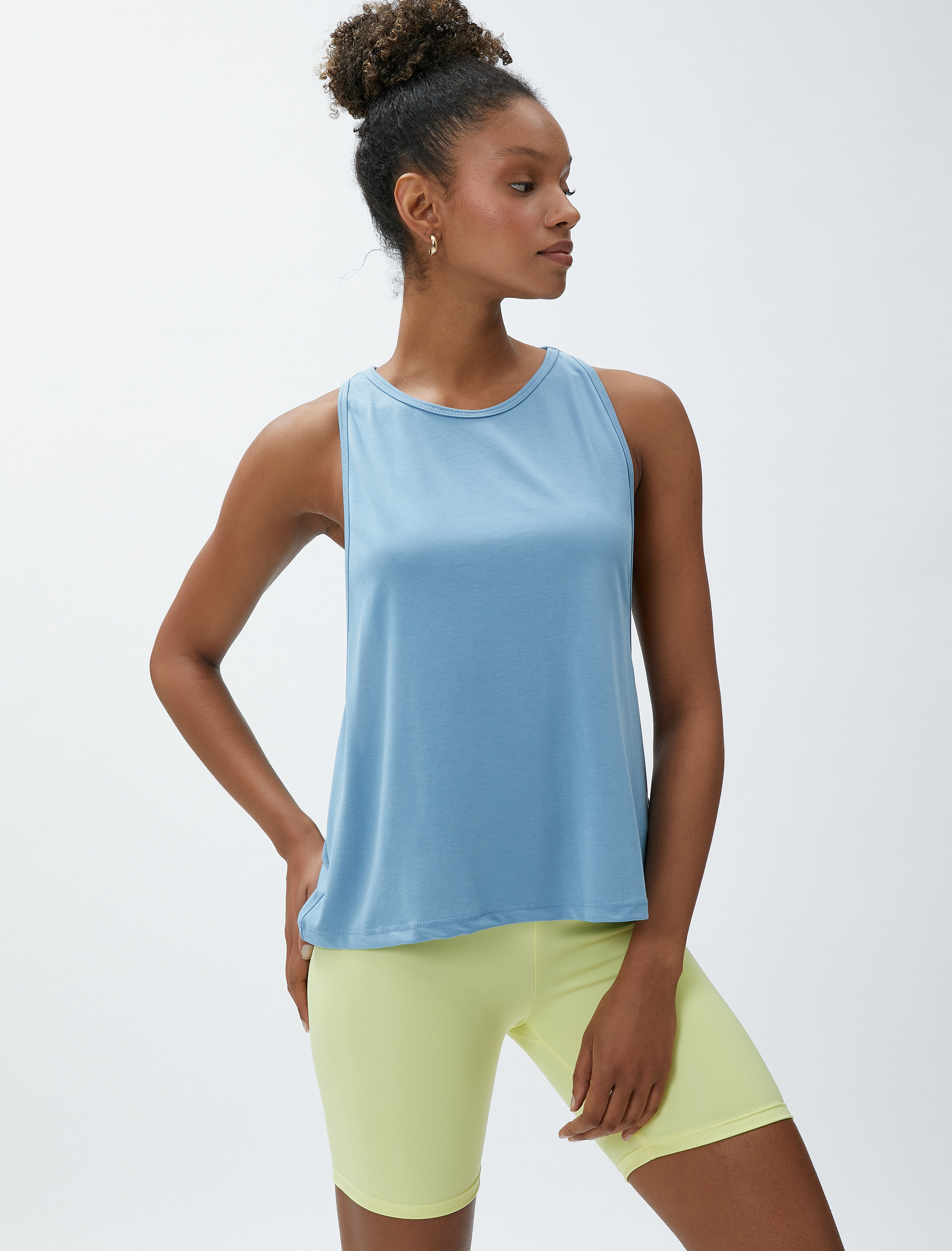   Yoga Kolsuz Tişört Pencere Detaylı Modal Karışımlı